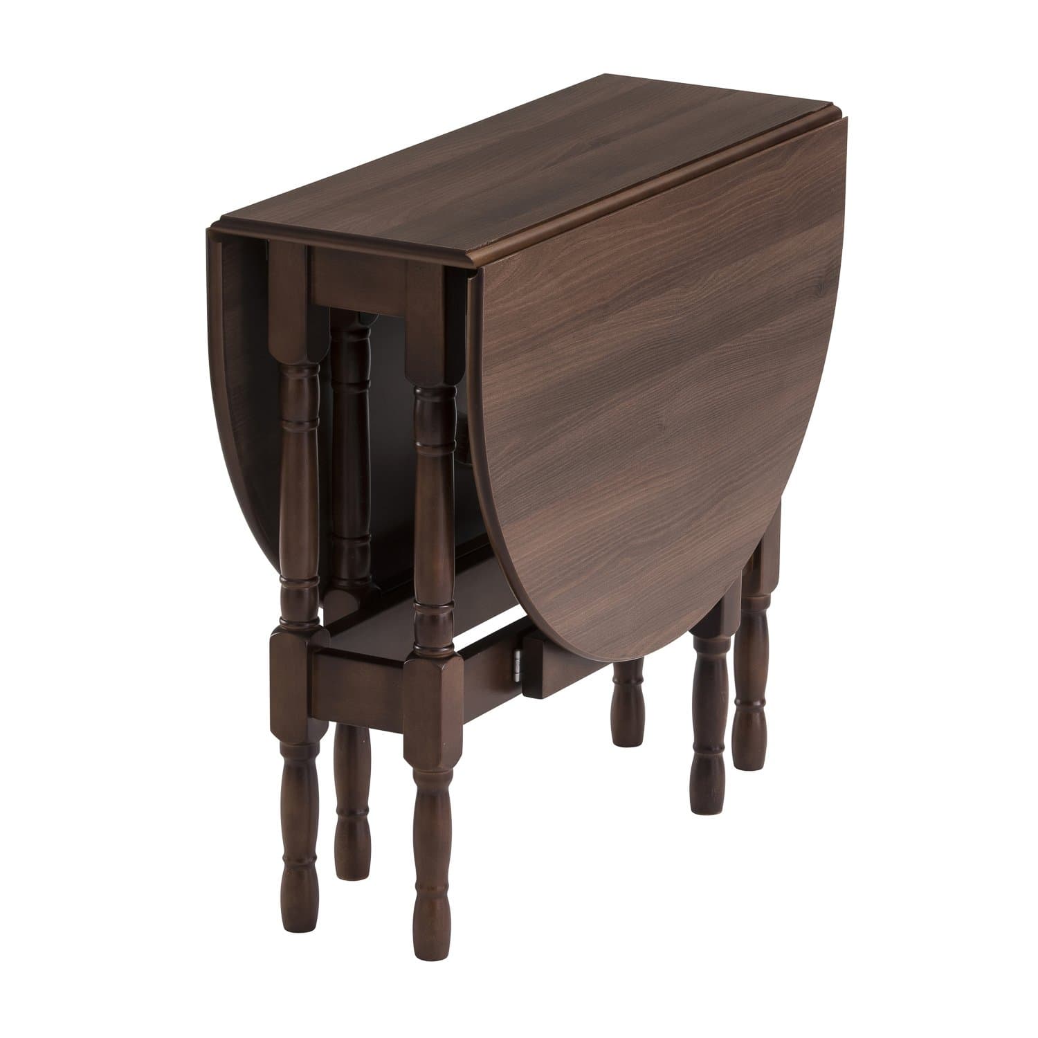 Mood Furniture HEATPROOF Oval Gateleg Drop Leaf Table – Walnut Finish – Solid Wood Frame – Tufftop Heat Resistant Surface - Folds for Easy Storage – Small Space Dining – Folding Gate Leg Table – Quality Construction – 32x79cm Closed – 128x79cm Open – Seats Up To 6 - 5 Year Guarantee - CL