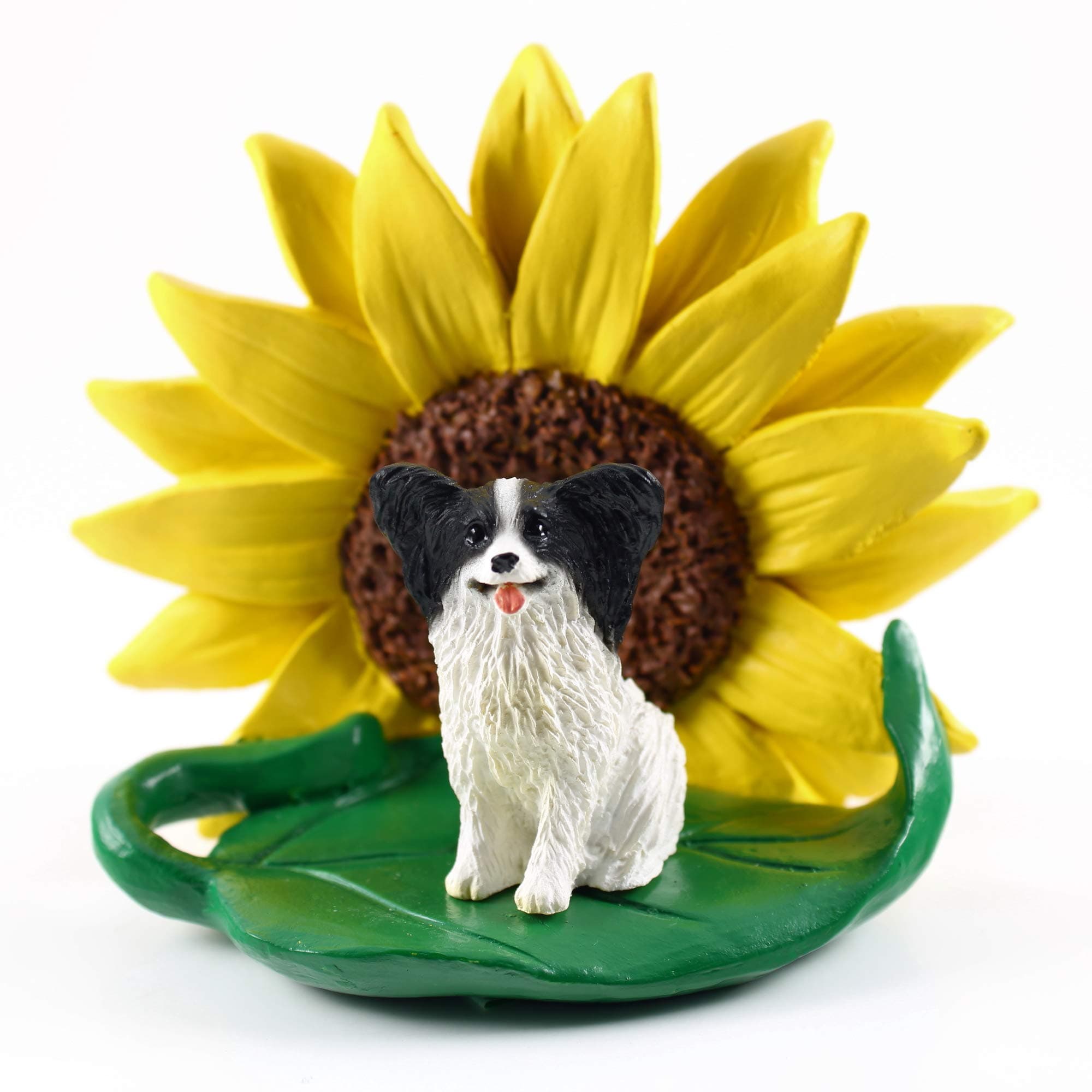 Conversation Concepts Papillon Black and White Figurine – Sunflower Statue Gift: Realistic Hand Painted Sculpture, Summer Nursery or Home Office Desk Decor, Spring Shower Present