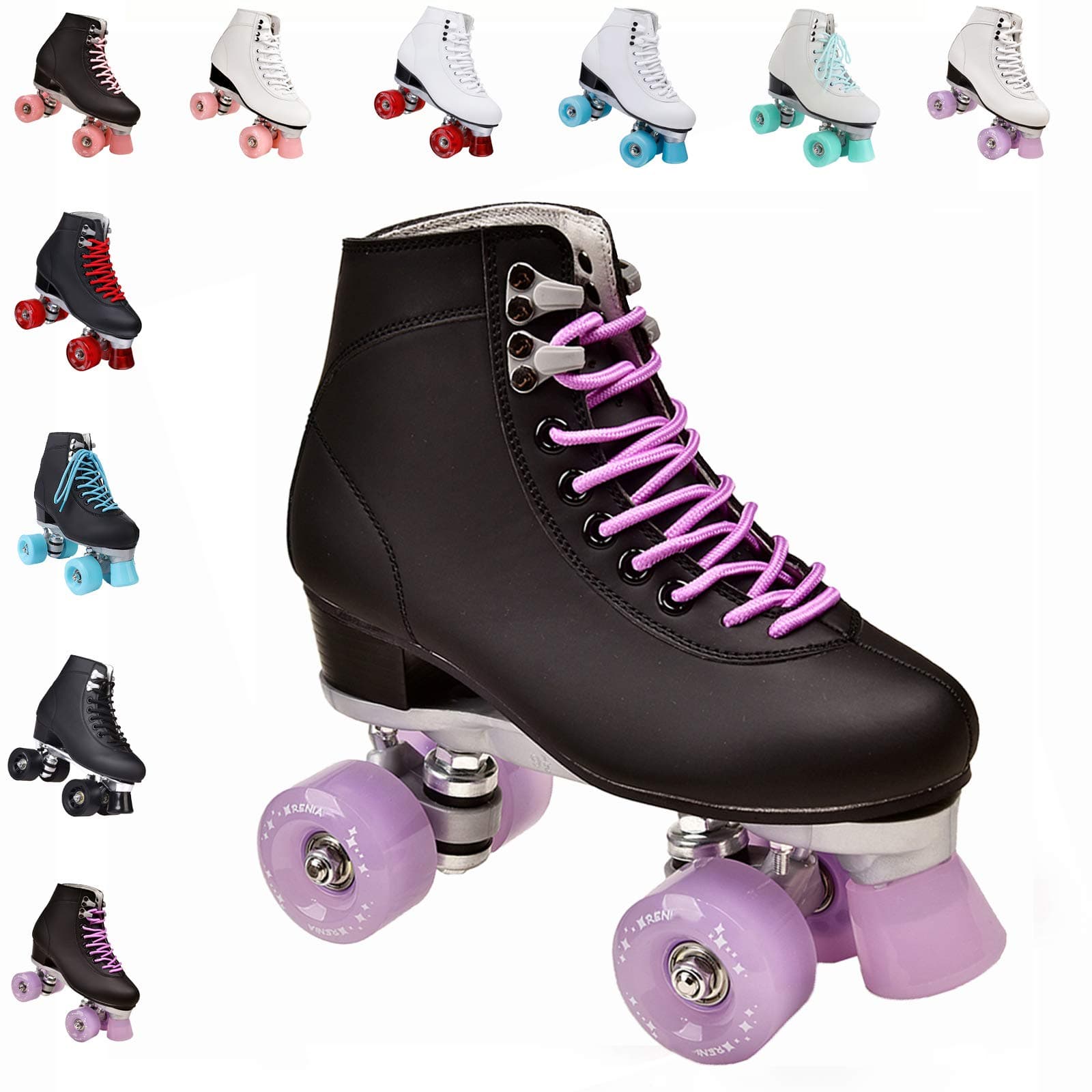 ASJUNQ Roller Skates for Women,Roller Skates Adult,Outdoor Skates for Men,Shoes with Wheels for Adults,Toddler Skates,Quad Skates,Kick Rollerskate Shoes,in Outdoor Recreation,Black3-8