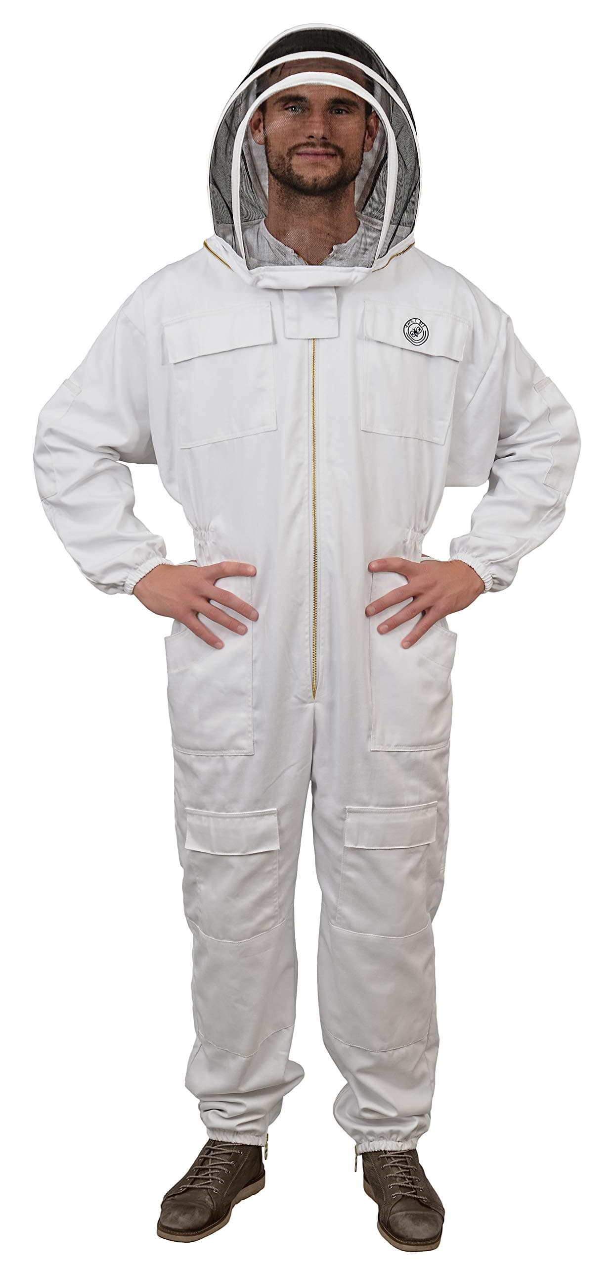 Humble Bee411 Polycotton Beekeeping Suit with Fencing Veil, XL, Crystal White