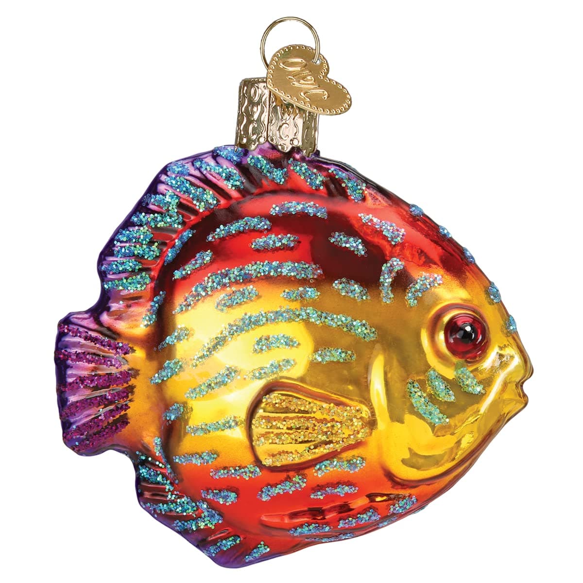 Old World Christmas Discus Fish Glass Blown Ornament for Christmas Tree