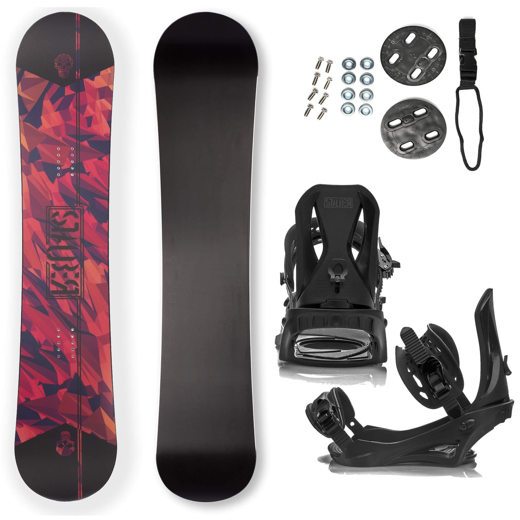 STAUBER Matte Summit Snowboard & Binding Package Sizes 128, 133, 138, 143, 148,153,158, & 161- Best All Terrain, Twin Directional, Hybrid Profile - Adjustable Bindings - Designed for All Levels 143