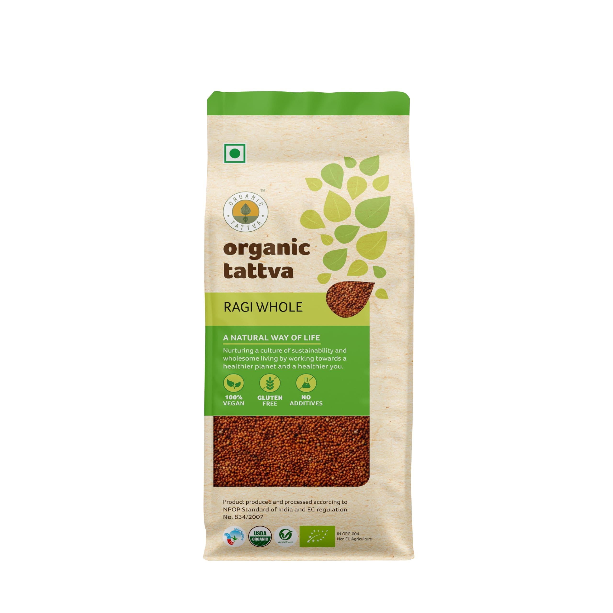 Organic Tattva Ragi Flour 500g | Nutritious Gluten Free Atta | Healthy Choice Ragi Atta for Rotis, Dosa, Porridge & Everyday Cooking