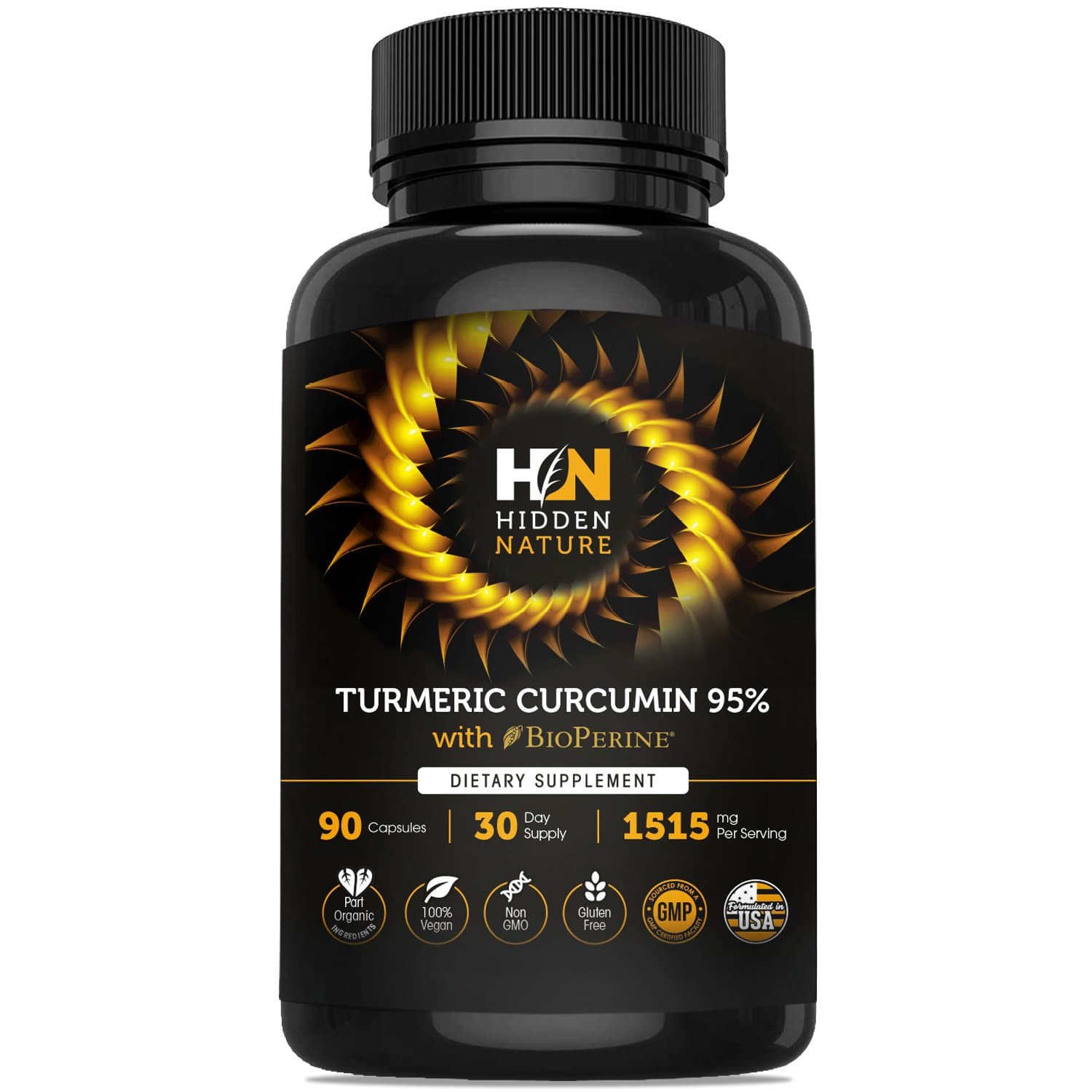 Organic Turmeric Curcumin Capsules Best Pain Relief & Joint Support Black Pepper Organic Turmeric Supplement Pills with Curcuminoids 90 Anti-inflammatory Tablets