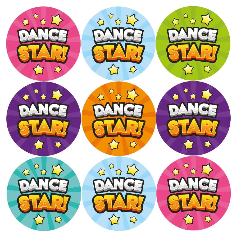 144 Dance Star Reward Stickers For Children, Teachers & Parents - Colourful, Easy Peel With Strong Adhesive Glue [144 30mm]