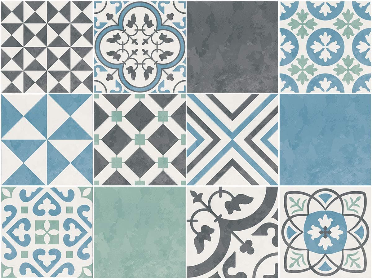 Sirface Portuguese Pastel Tile Decals - Tile Stickers Set for Kitchen and Bathroom - PACK OF 24 - Different (8x8 inches | 20x20 cm)