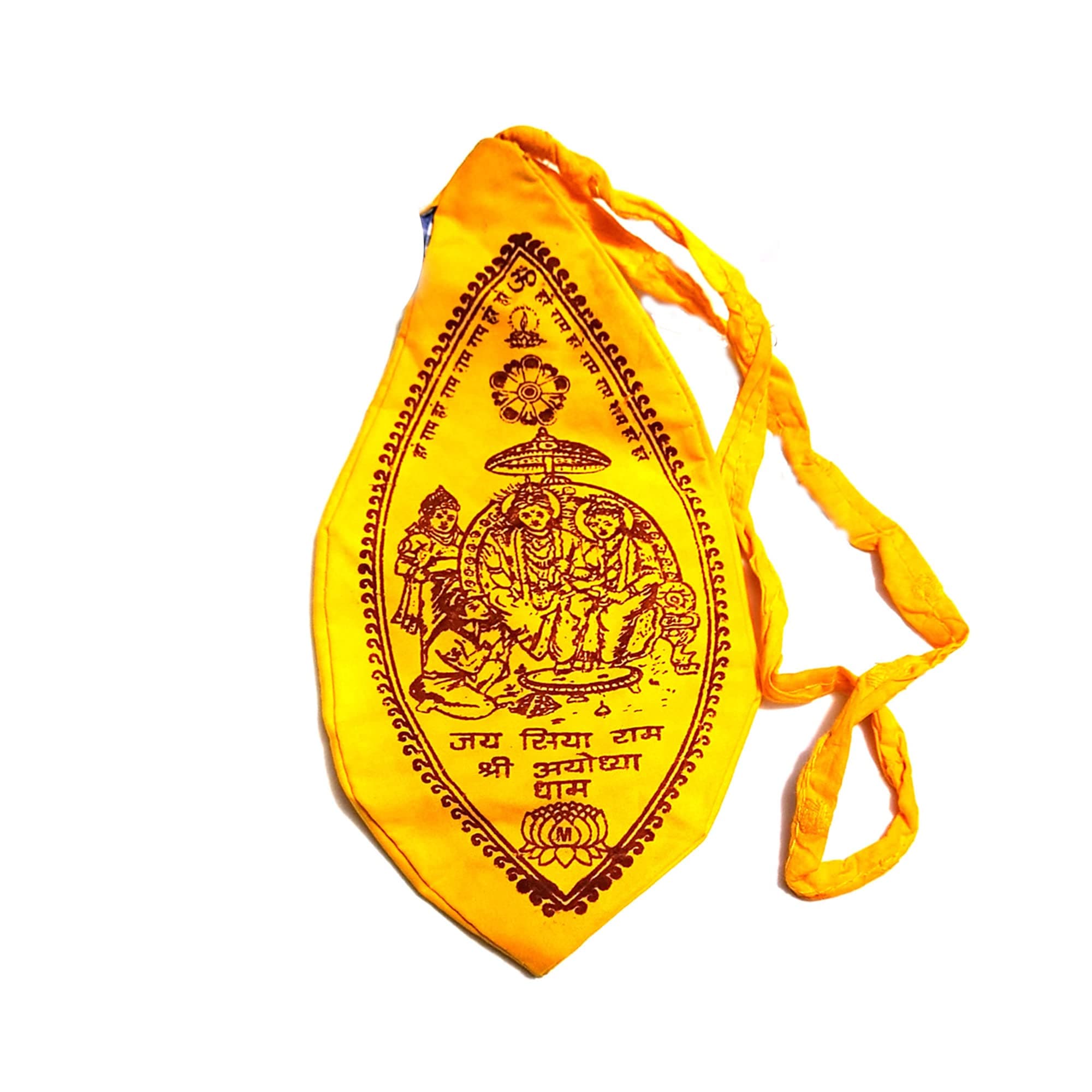 Jai Siya Ram Name Gomukhi Japa Mala Jholi Yellow Cotton Bag for Jaap Yellow (Pack of 1)