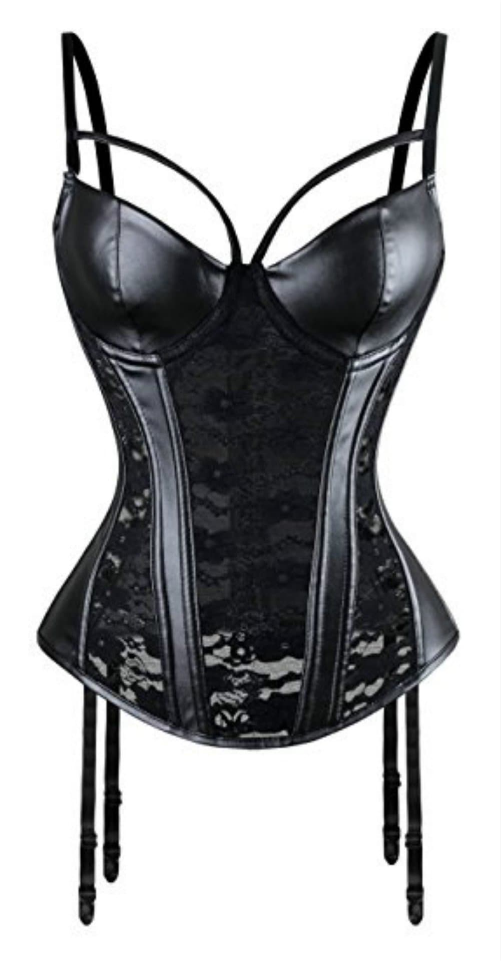 Women's Basque Steampunk Gothic Boned Waist Cincher Bustier Corset Clubwear with Suspenders Size S-6XL
