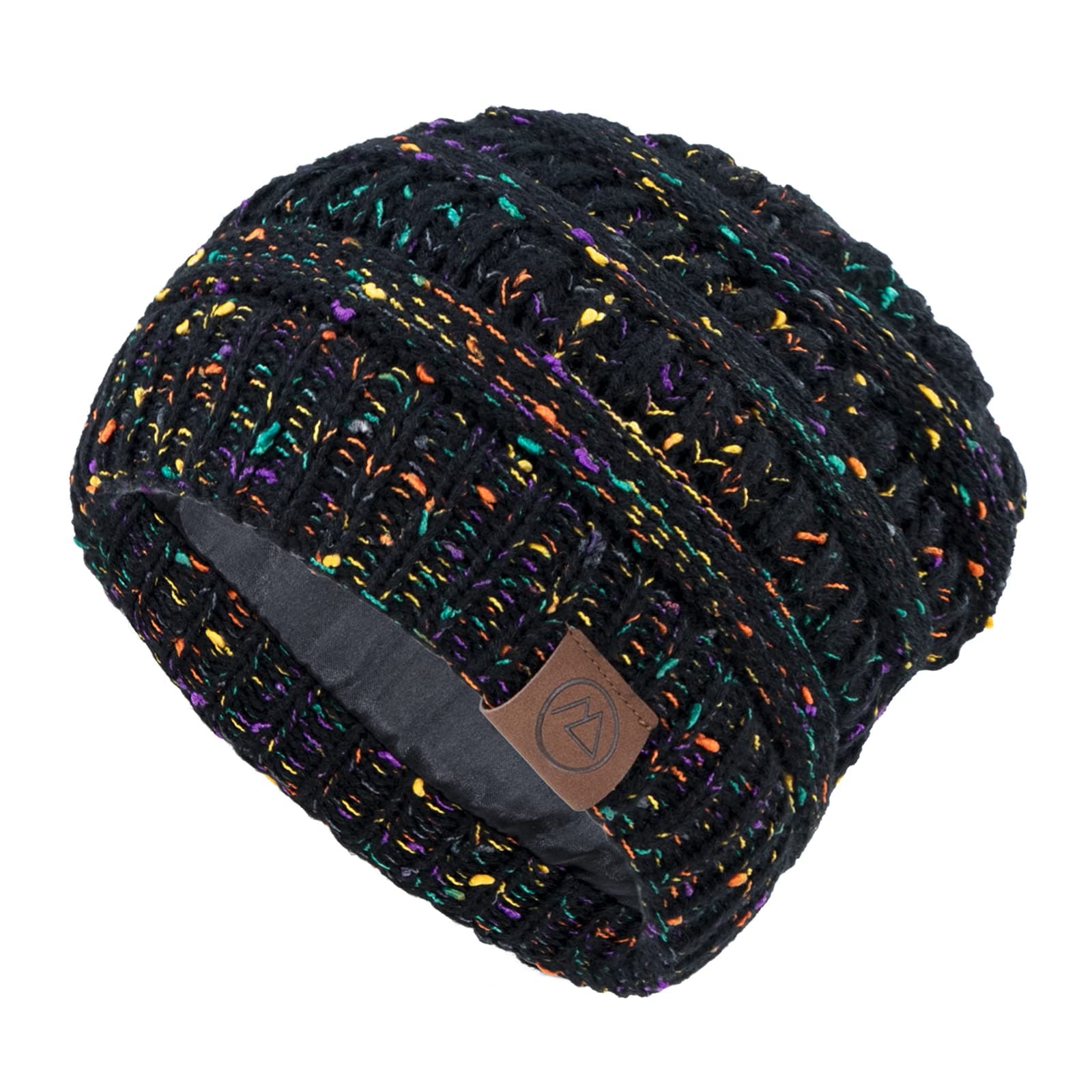 Beanies Women Satin Lined Beanie Winter Hats for Women Silk Lined Slouchy Beanie for Winter Warm Knit Cuffed Beanie Hat