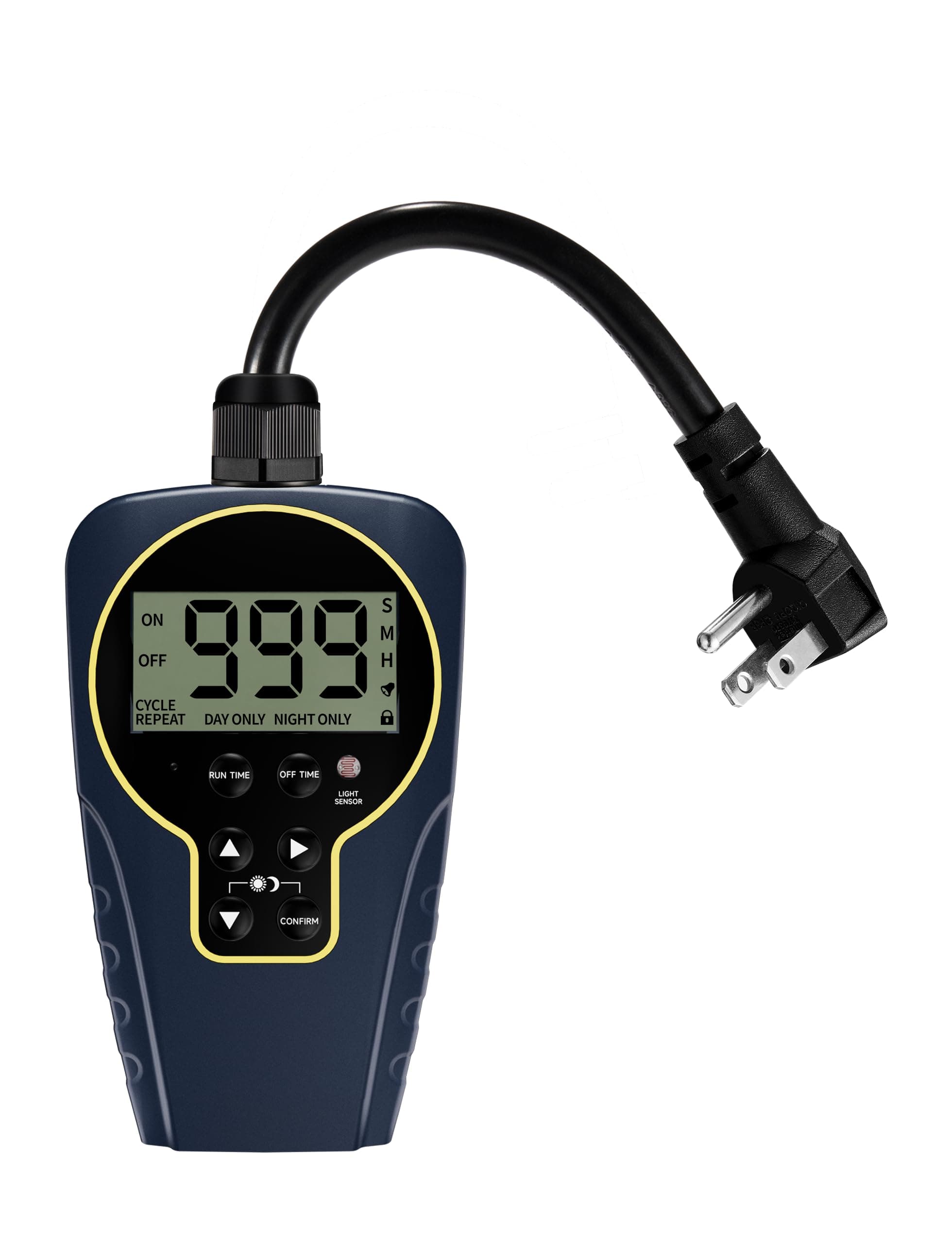 Outdoor 24-Hour Timer with Light Sensor, Waterproof Infinite Repeat Cycle Countdown Timer(1 Second -999 Hours) for Home and Garden, Black