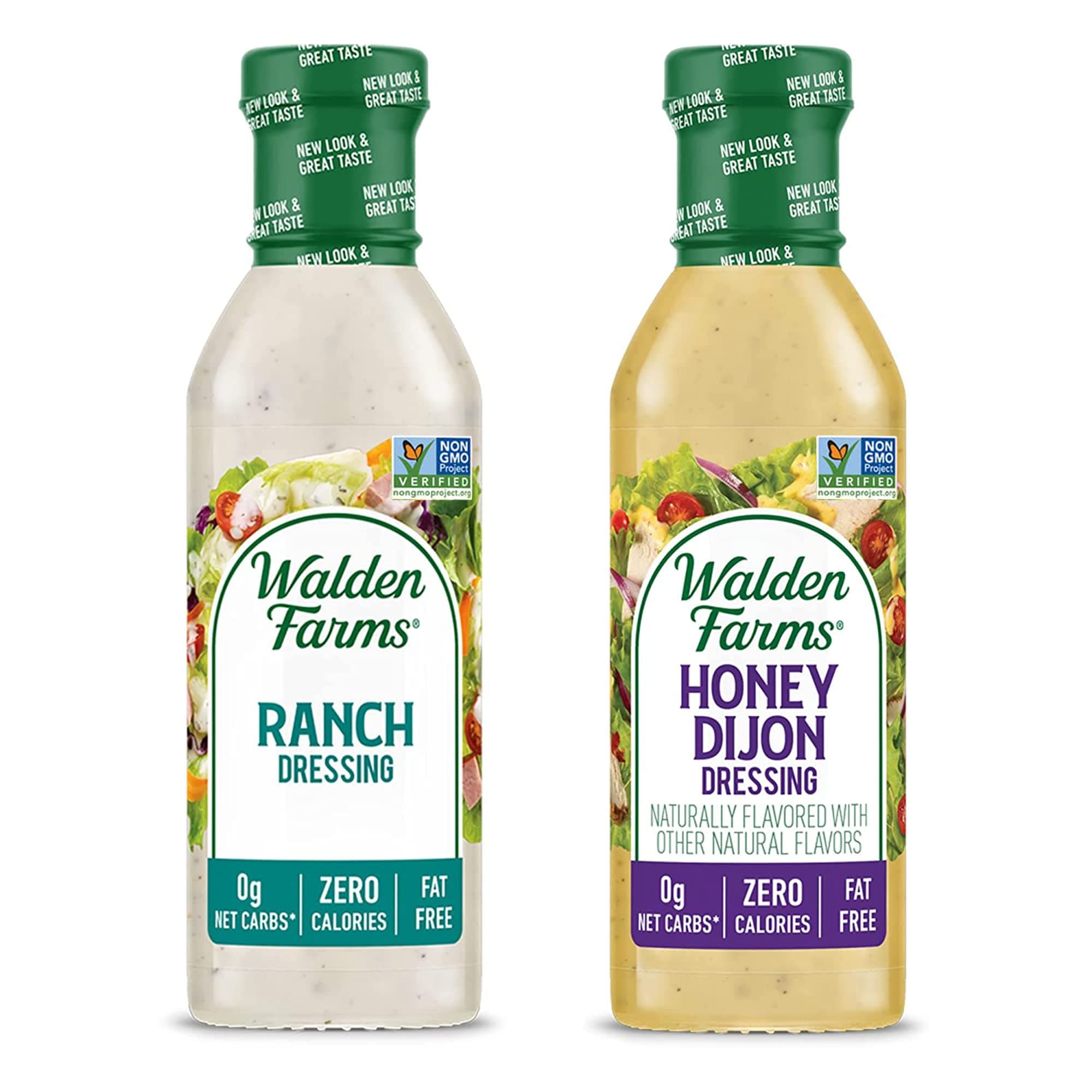 Walden Farms Variety Pack Dressing 12 Oz. (2 Pack) - Honey & Dijon Dressing and Ranch Dressing - Fresh & Delicious Salad Topping, Great on Salads, Wings, Sandwiches, Fish, Pizza, Veggies and Many More