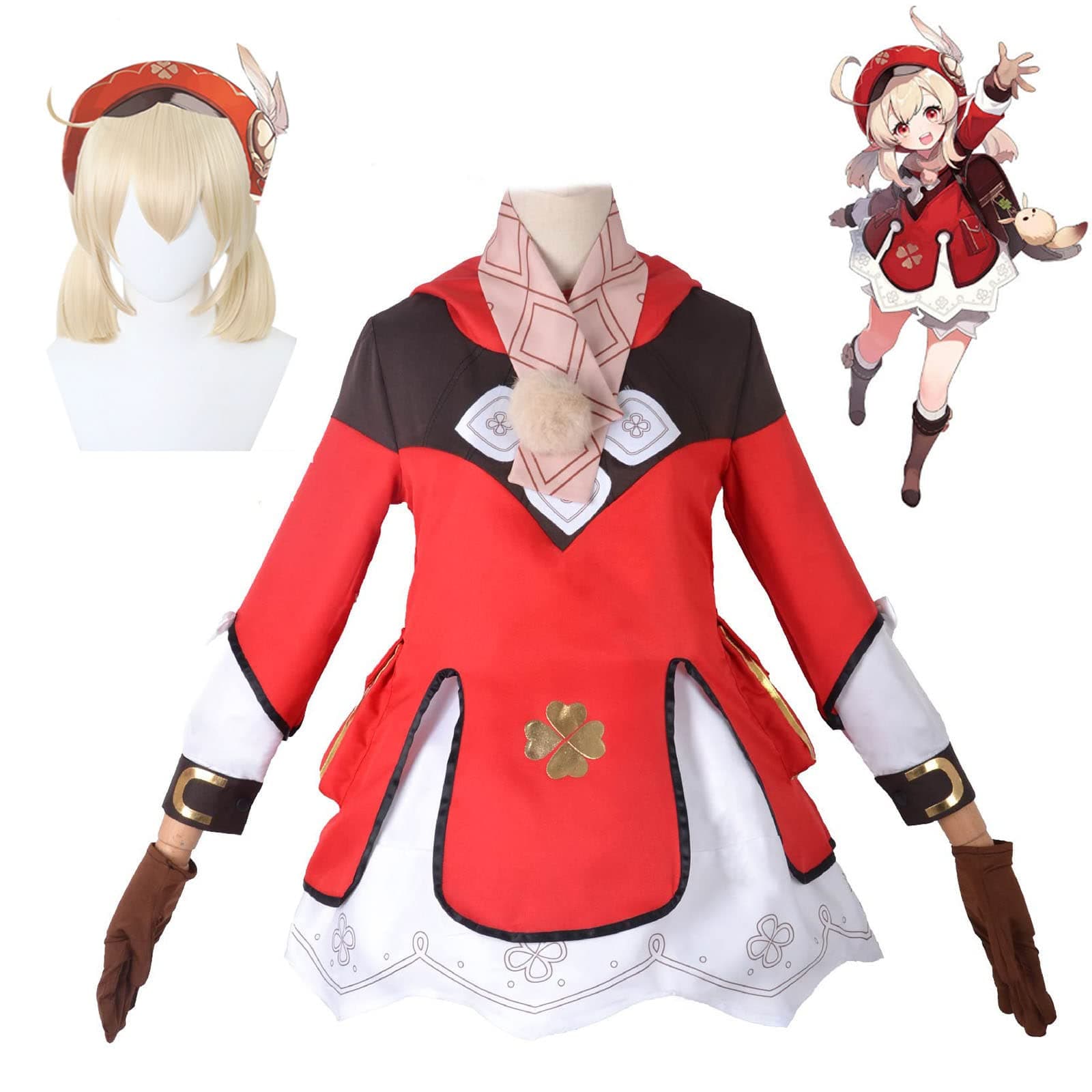 Cosplay Costume Katrina/Klee/Kakuri Genshin Impact Outfit Anime Dress Up Suit with Wig for Aldult,110