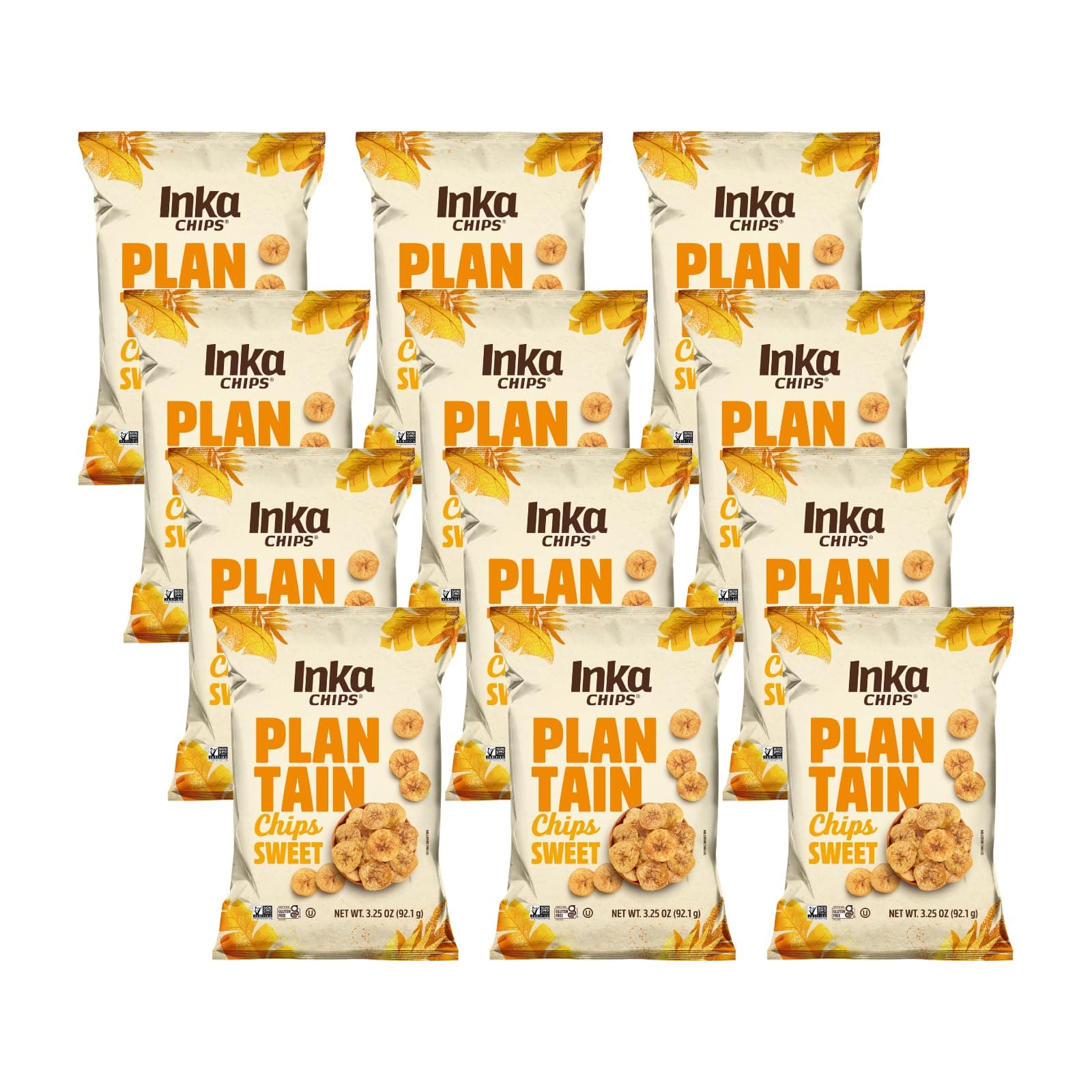 Inka Crops Sweet Plantain Chips, 3.25 oz, (Pack of 12)