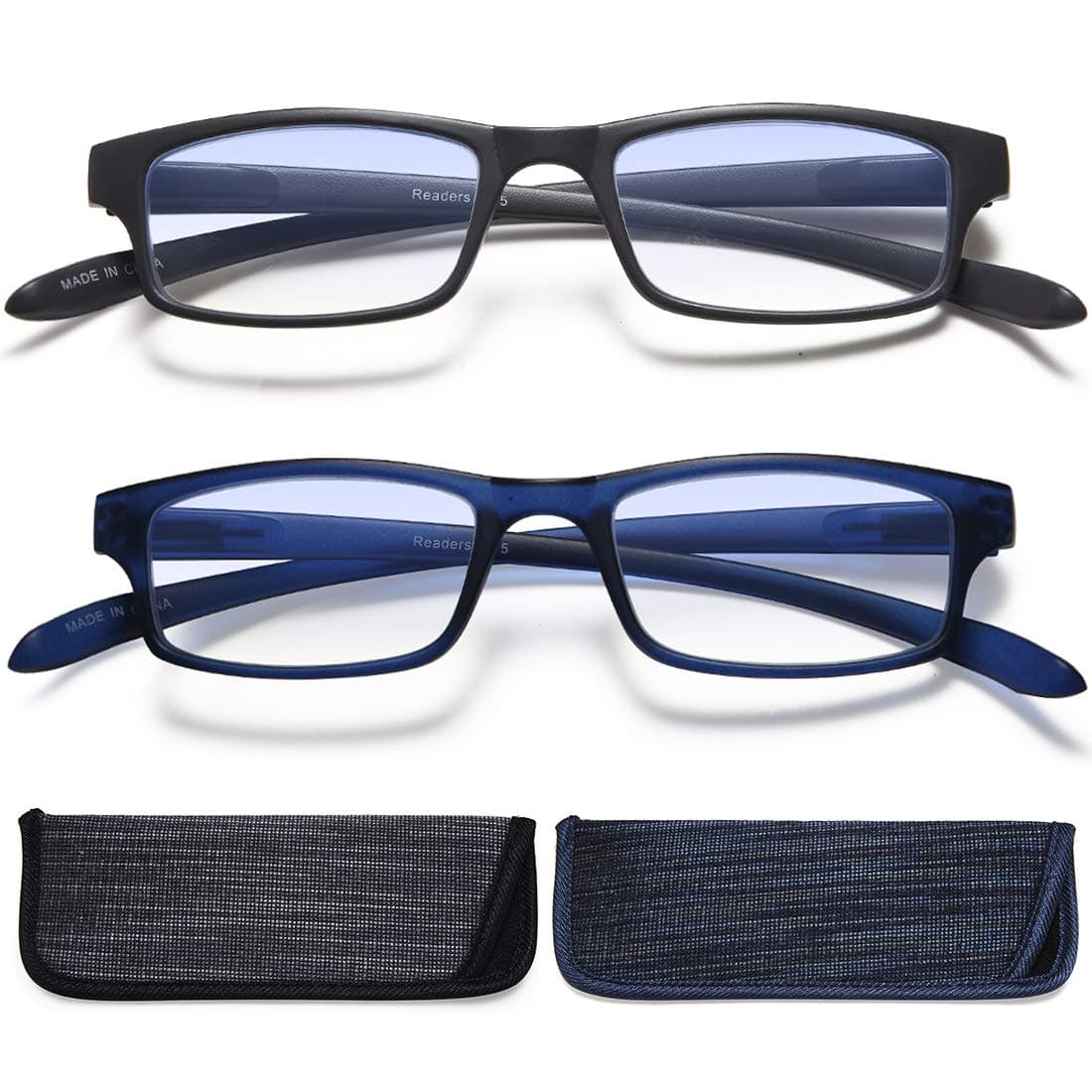 EYEURL Reading Glasses Neck Hanging 2 Pairs Blue Light Blocking Glasses for Men and Women 2.75xx