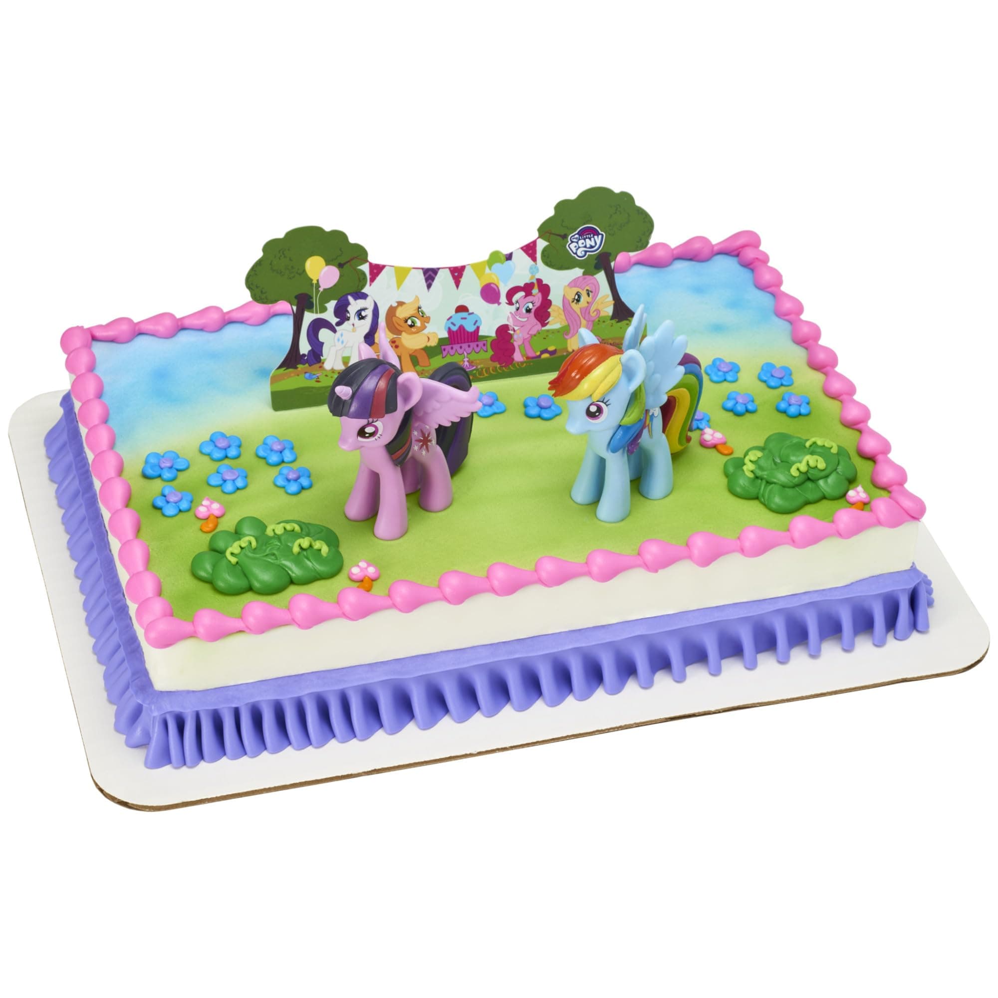 My Little Pony Cake Topper, 3-Piece Cake Decorations with Rainbow Dash and Twilight Sparkle Ponies for Fun After the Birthday Party, 3"