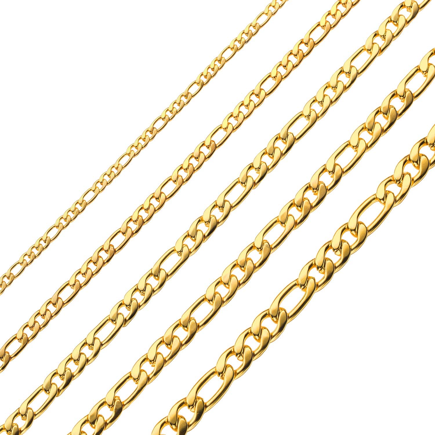 Figaro Chain Necklace Stainless Steel 24K Gold Plated Chains for Men Women Jewelry Gift