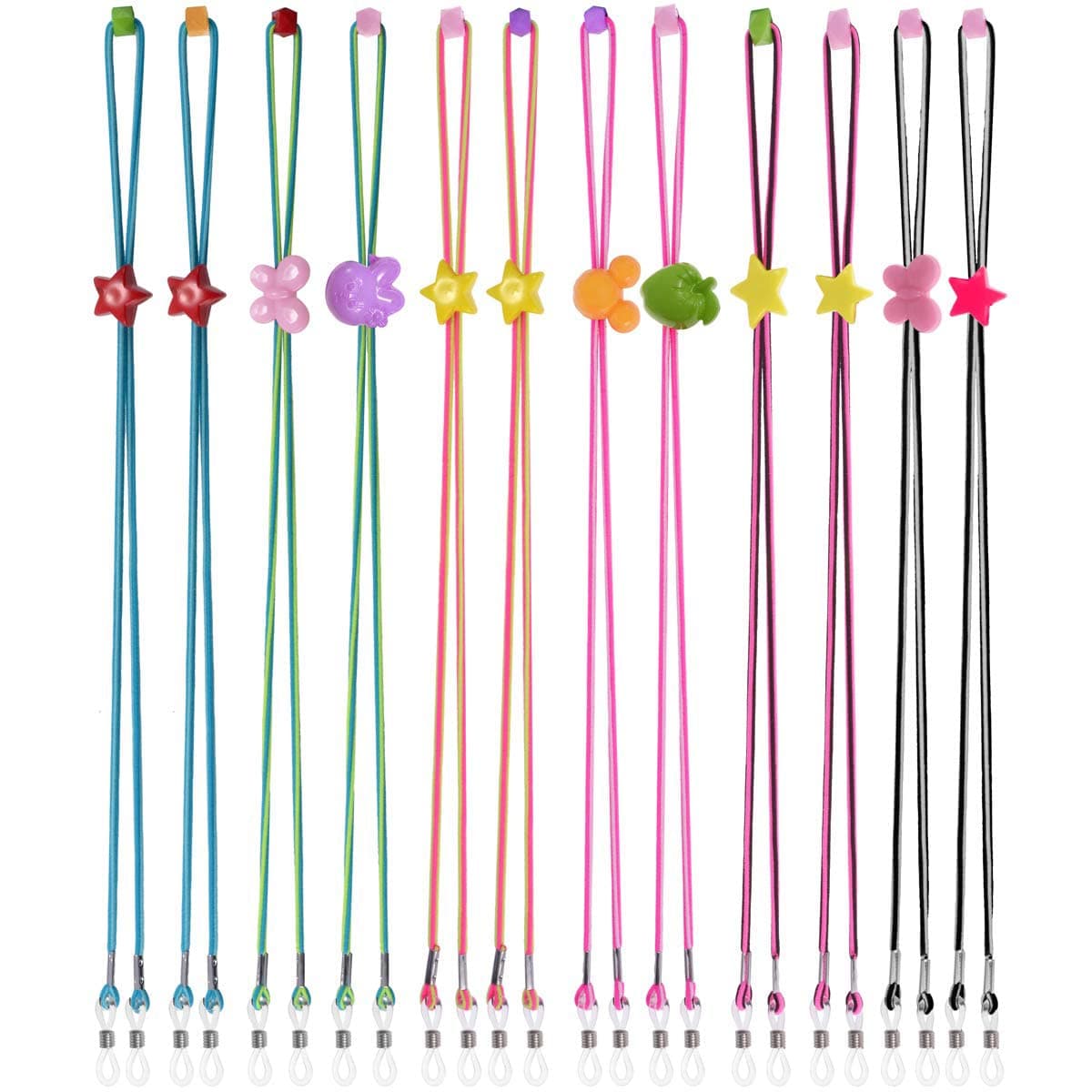 12 Pcs Kids Glasses Strap Holders, Children Eyeglass Chain Cords Colorful, Adjustable Reading Glasses Lanyard String Holder, Eye-wear Retainers Sunglasses Staps for Boys/Girls, 10inch