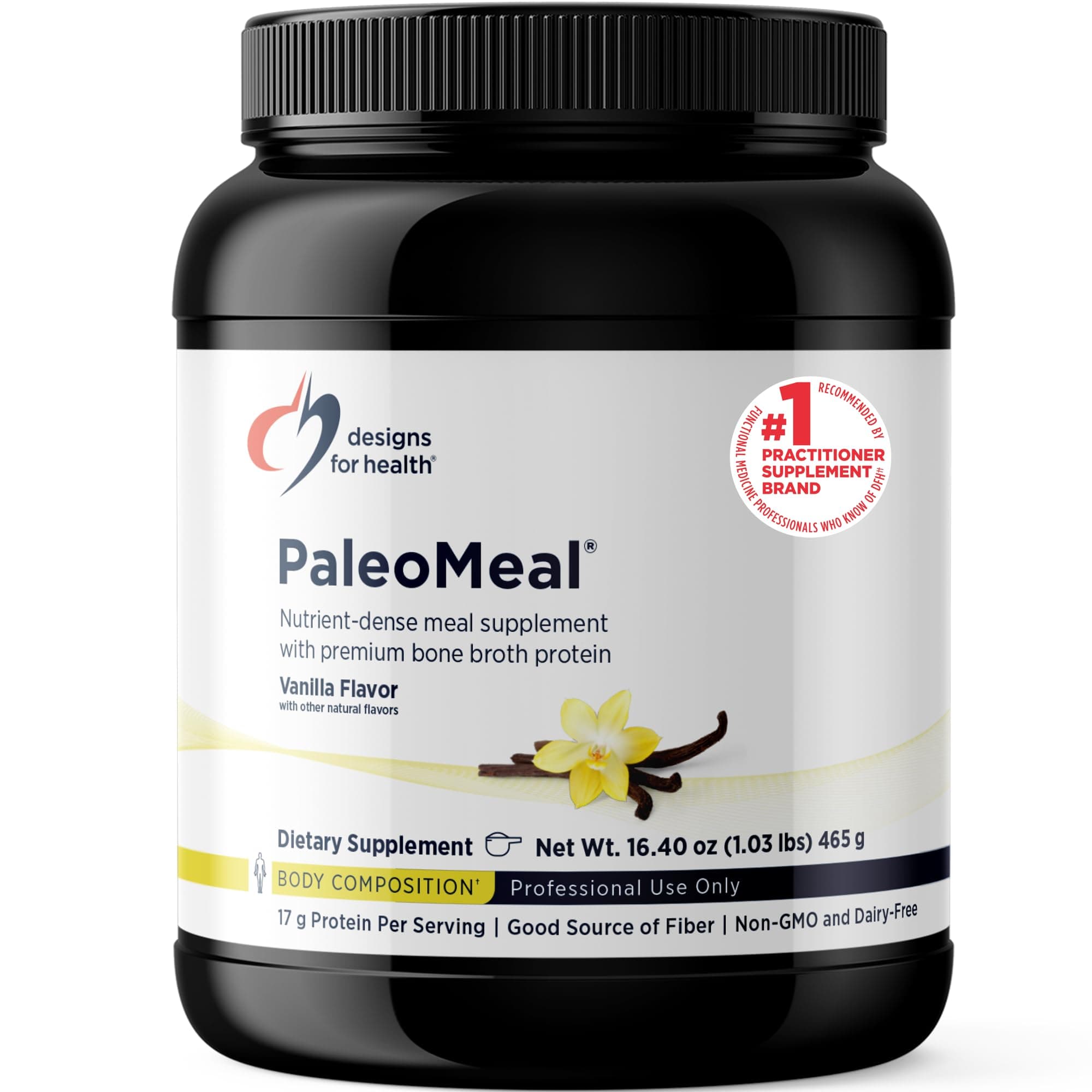 PaleoMeal - Bone Broth Protein Powder with 17g Protein, Meal Replacement Shake Dietary Supplement with Active Folate + Chelated Minerals, Vanilla (15 Servings / 480g)