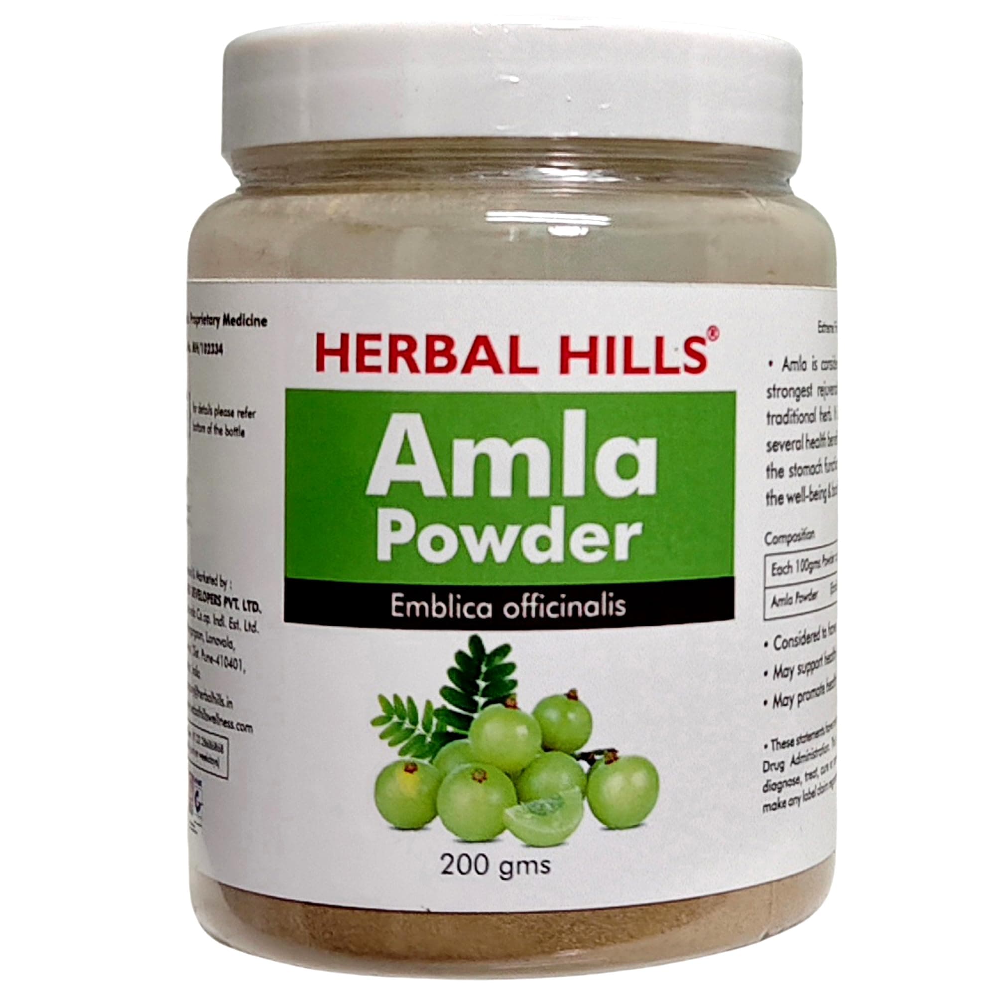 Herbal Hills Amla Powder, (200 gm Pack) | Supports Skin Glow, Hair Strength & Immunity Boost | Amla Churna For Natural Beauty & Wellness with Indian Gooseberry Fruit