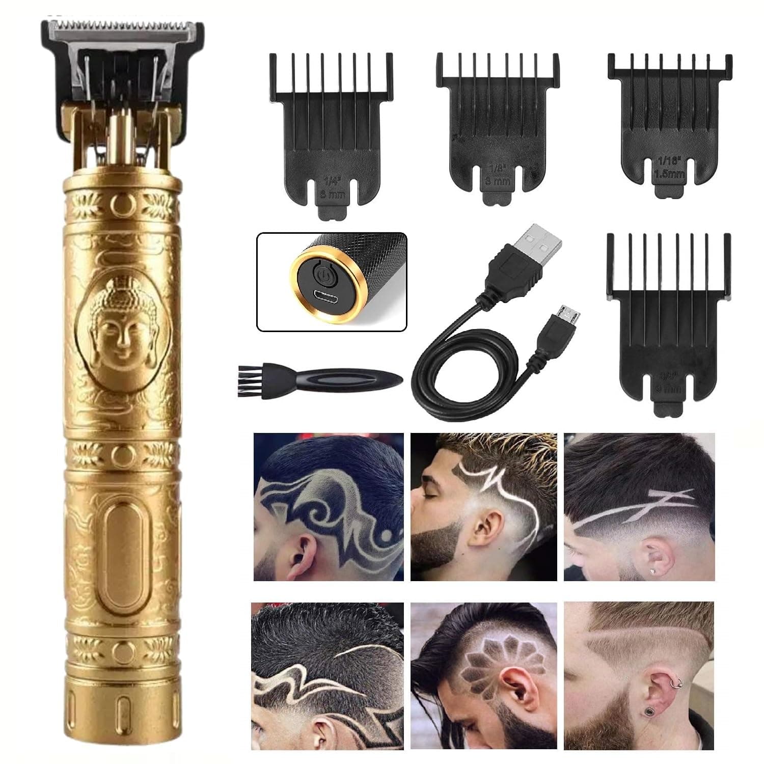 SYNDROME™ Professional Hair Beard Trimmer & Clipper Cordless for Men, Rechargeable Zero Gapped Close Cutting Shaver, Electric Haircut Grooming Kit for Business Trip, Full Body Trimmer for Hair, Multi Color