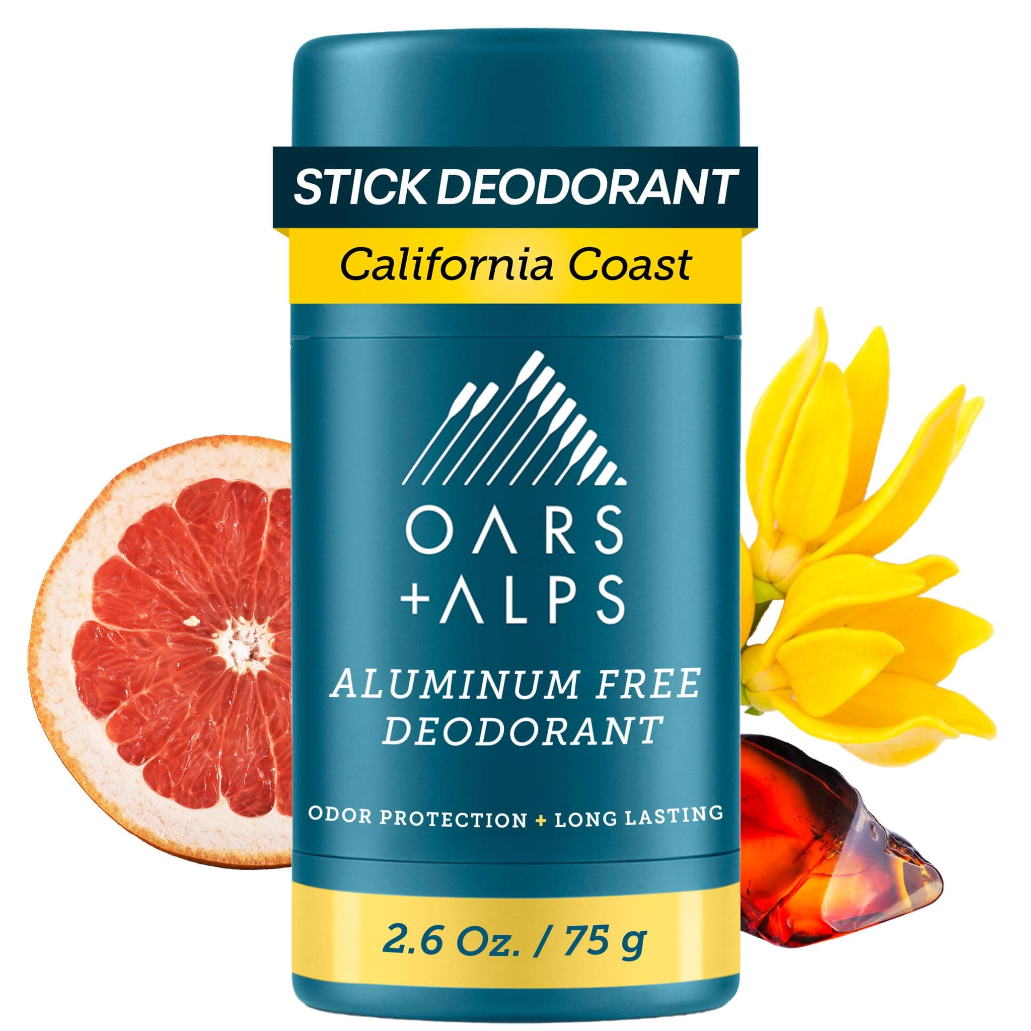 Aluminum Free Deodorant for Men | Long Lasting Odor Protection, Clear & Free of White Residue, Anti-Chafing Smooth Glide, Dermatologist Tested, California Coast, 1pk, 2.6oz