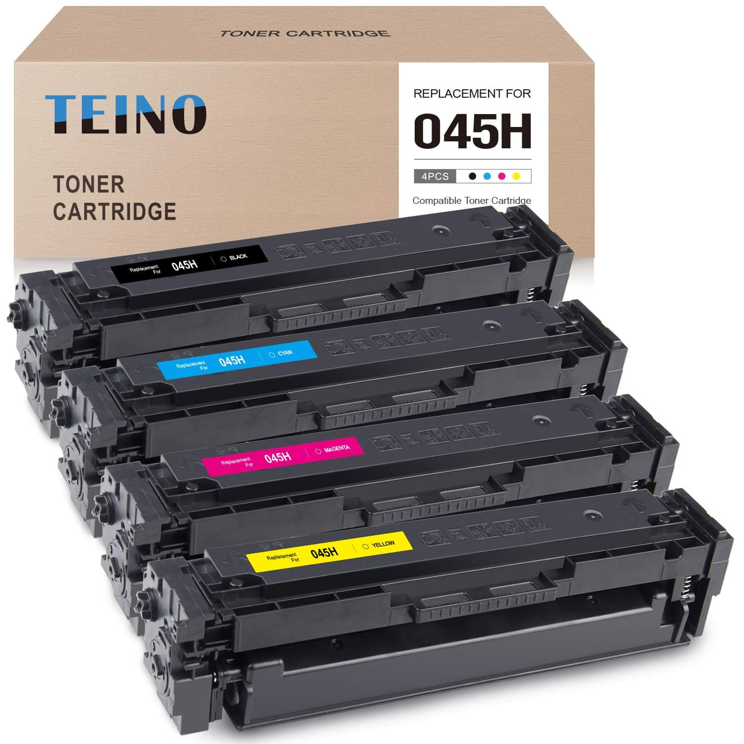 TEINO Compatible Toner Cartridges Replacement for Canon 045H 045 CRG-045H for Canon Color imageCLASS MF632Cdw MF634Cdw LBP612Cdw i-SENSYS LBP611Cn MF635Cx (Black, Cyan, Magenta, Yellow, 4-Pack)