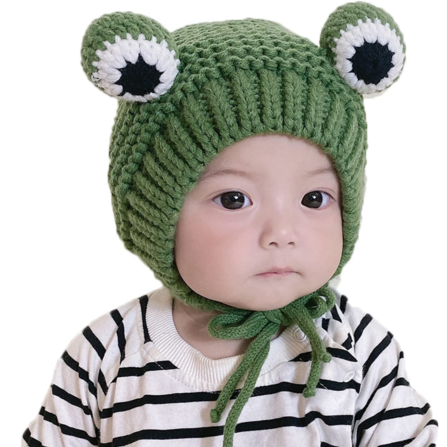 LTLCLZBaby Beanie Hat, Kids Knitted Beanie Cap Cute Frog Cartoon, Warm Winter Soft Headband for Baby Boys Girls with Fleece Lining