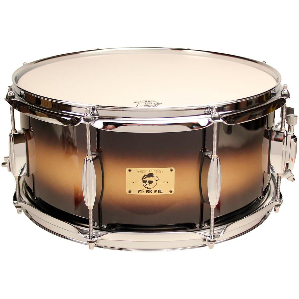 Pork Pie Hip Pig Eastern Mahogany Snare Drum 14 x 6.5 in. Black/Gold Duco Finish