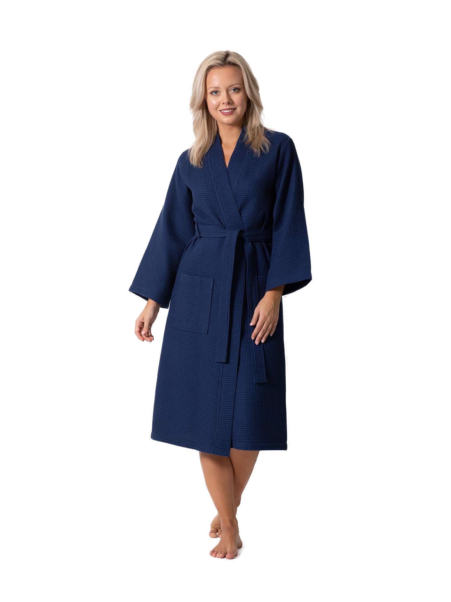 Turkish Linen Waffle Knit Lightweight Kimono Spa & Bath Robes for Women - Quick Dry - Soft