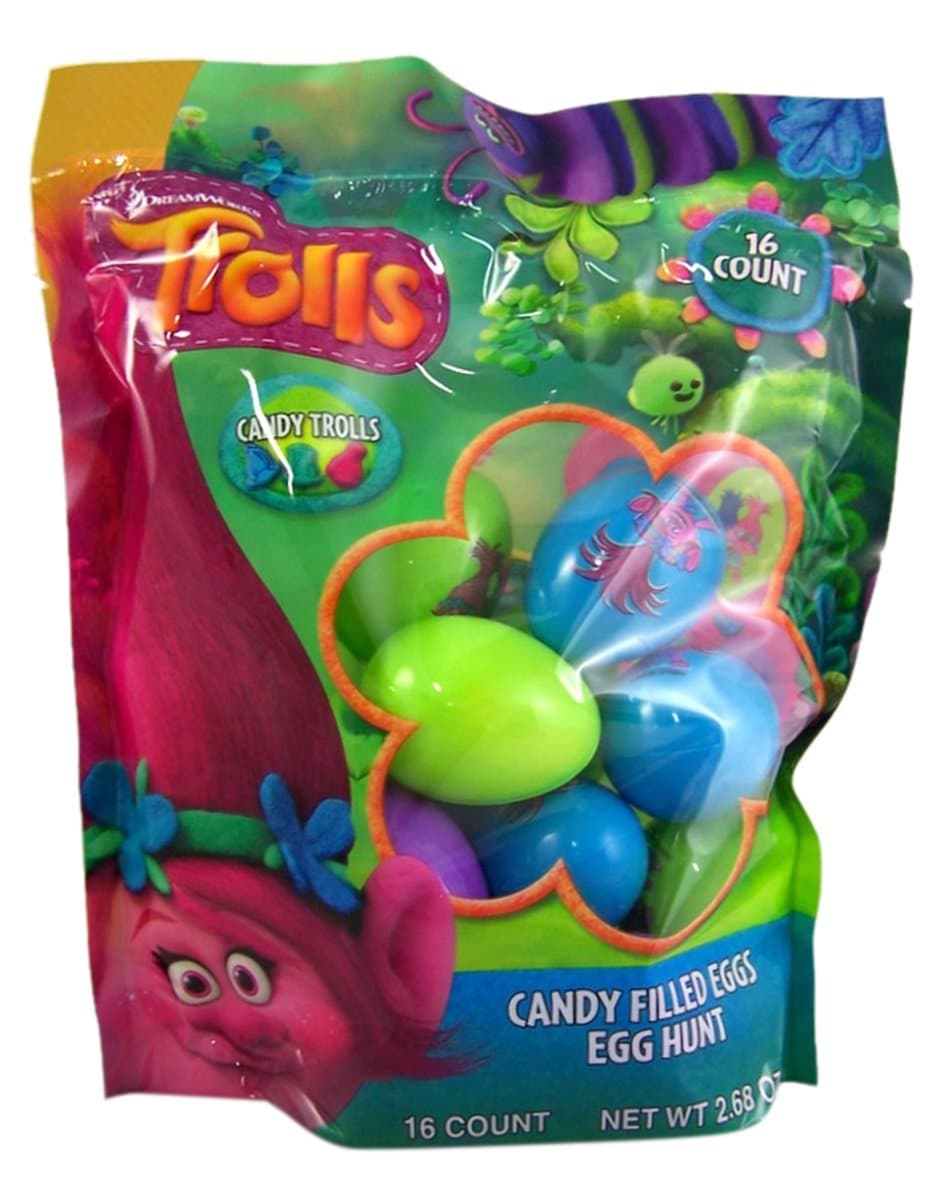 Dreamworks Trolls Candy Filled Eggs for Easter Egg Hunt, 16 count