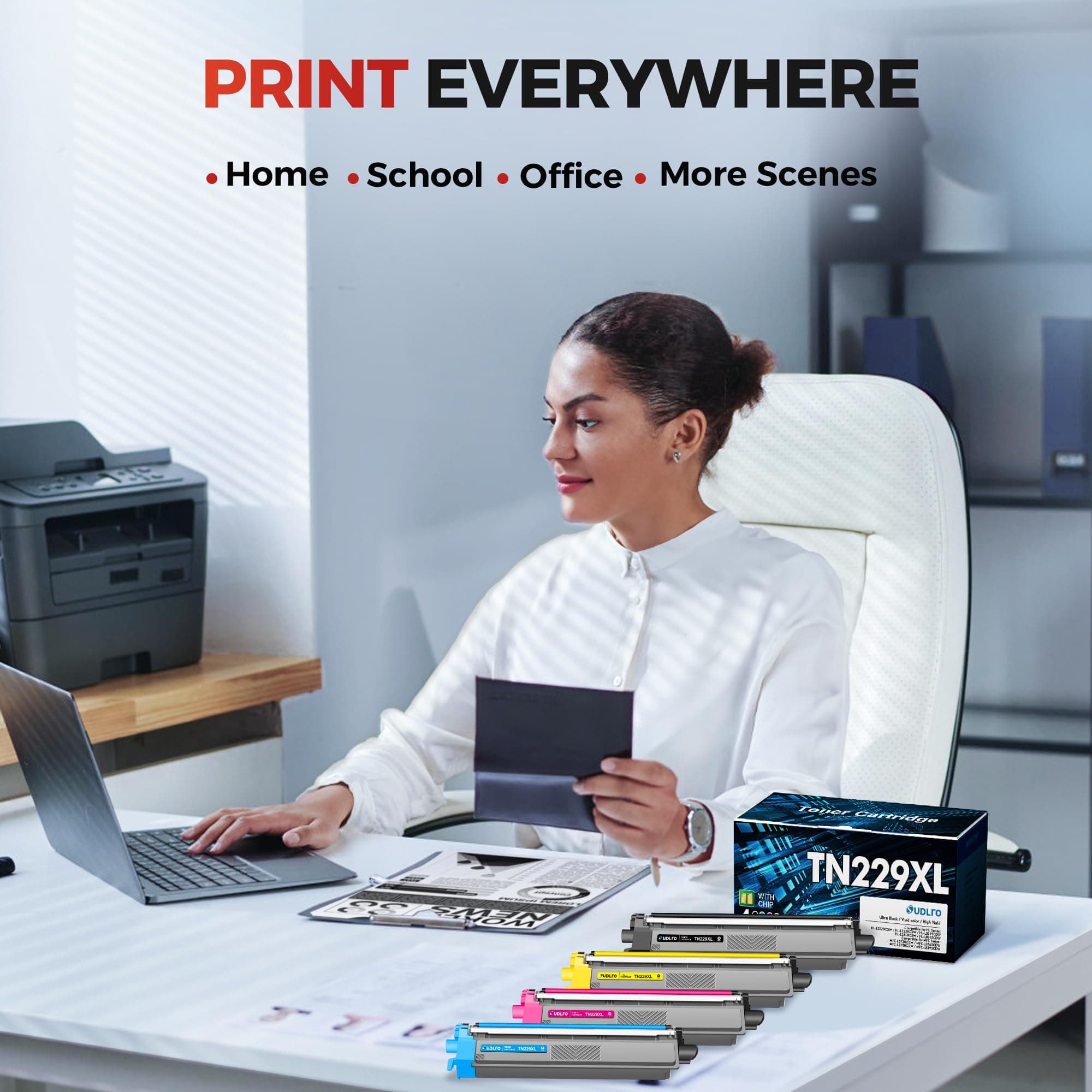 TN229XL Toner Cartridges - TN229 XL Toner Replacement for Brother MFC-L3780CDW Toner Cartridges to Work with MFC-L3720CDW HL-L3280CDW HL-L3220CDW HL-L3295CDW Printer, 4 Pack with TN229XLBK Toner