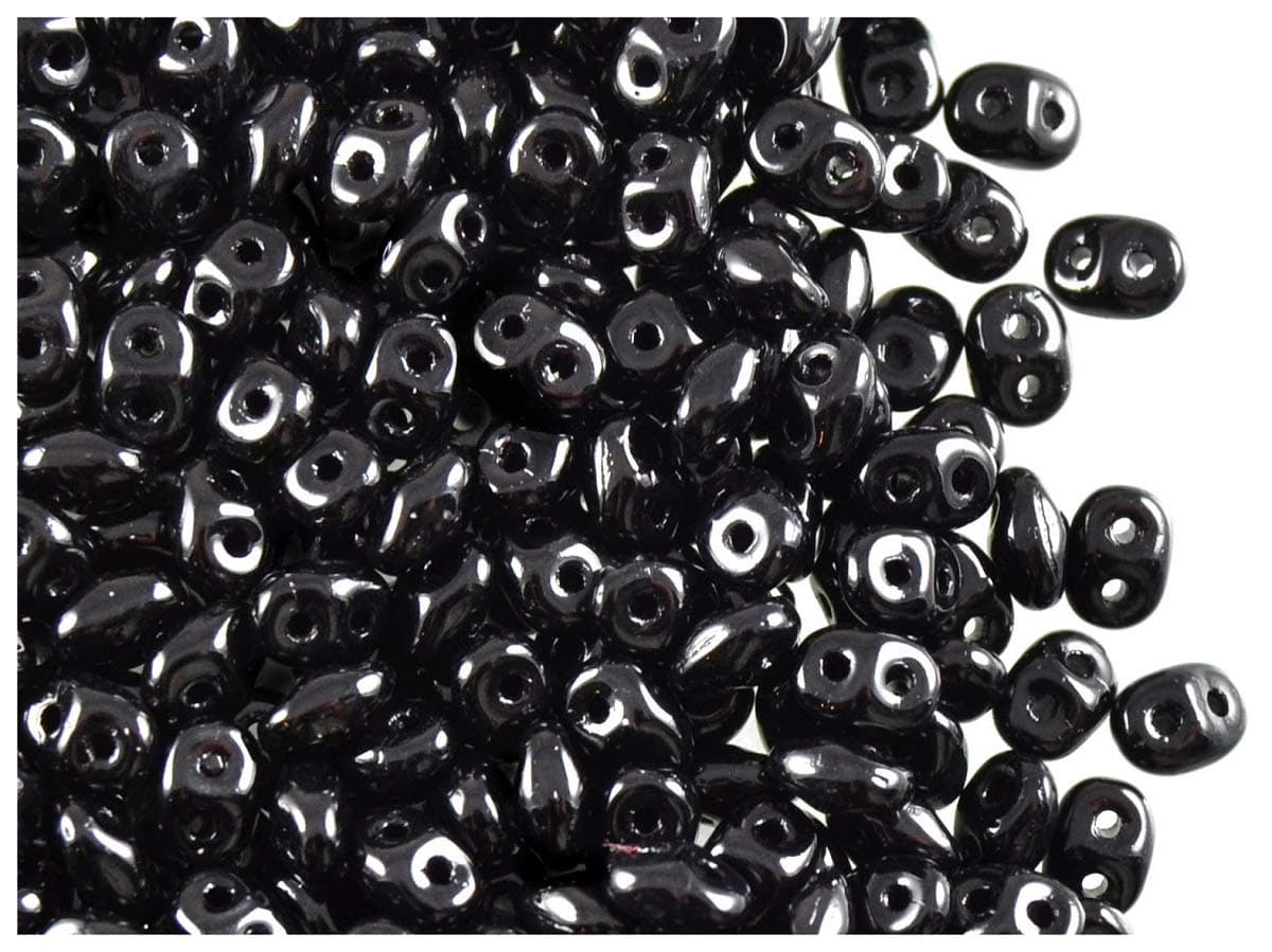 Czech Glass SuperDuo 2-Hole Seed Beads 5.5x2.5mm Jet Black 24 Gramme-tube