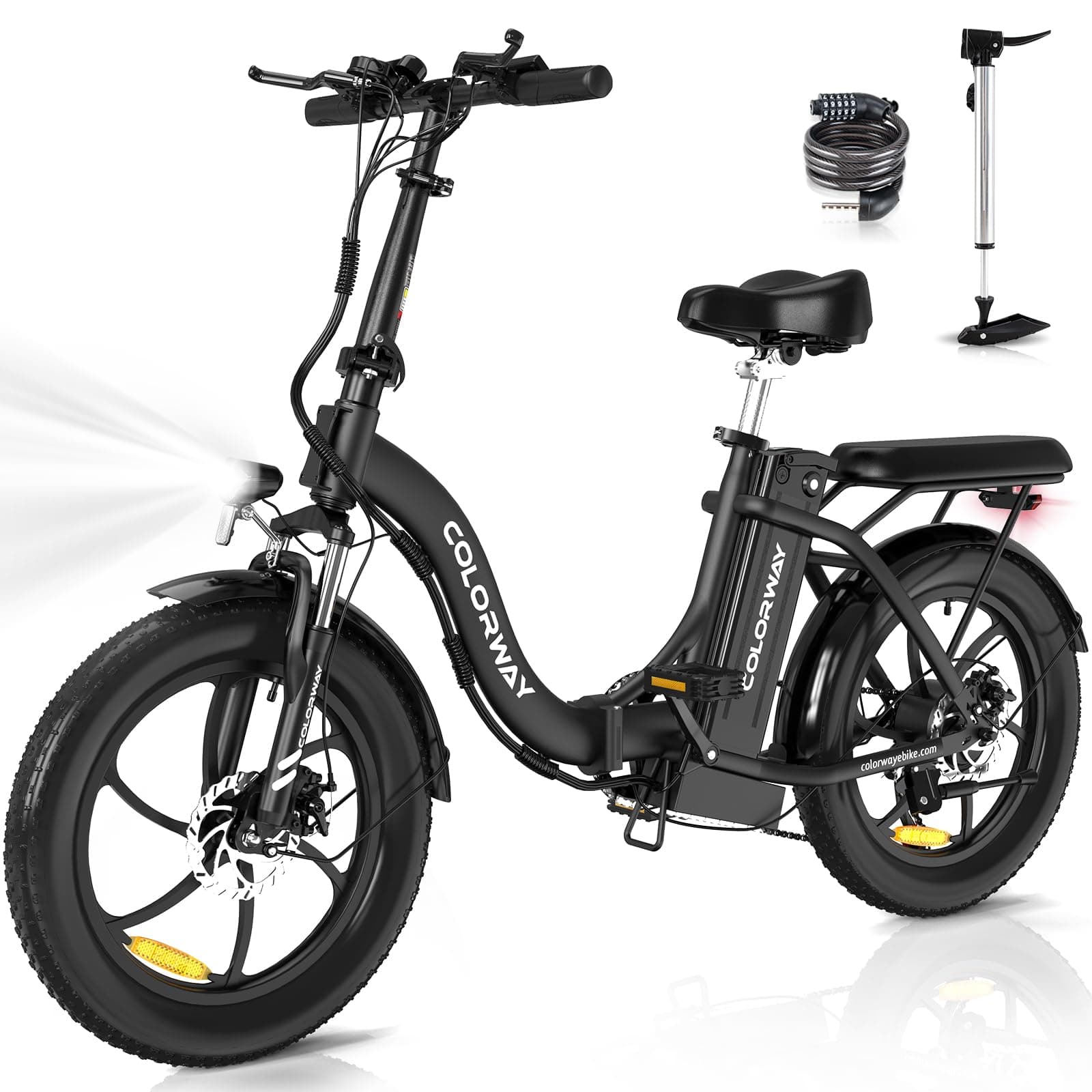 COLORWAY 20'' Electric Bike, Folding EBike, City Bike with 36V 15Ah Removable Battery, 7-Speed,with 250W Motor, Unisex Adult with LCD Display, Dual Disc Brake,Range up to 45-100KM,with pannier bag.…