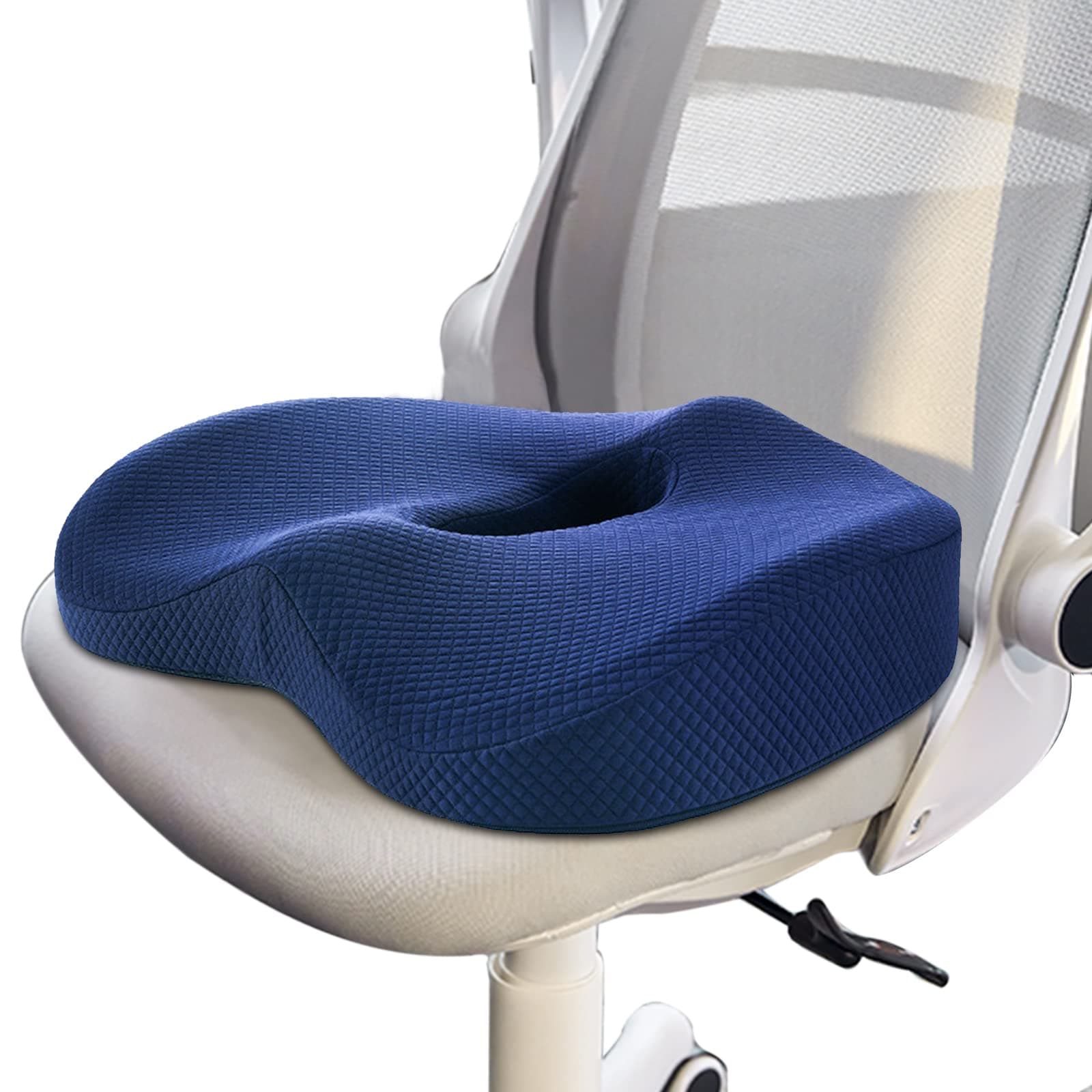 Premium Orthopedic Coccyx Seat Cushion, Memory Foam Seat Cushion, Office Chair Seat Cushion Ergonomic for Tailbone, Sciatica, Low Back Pain Relief, Pressure Relief for Car Seat, Wheelchair (Blue)