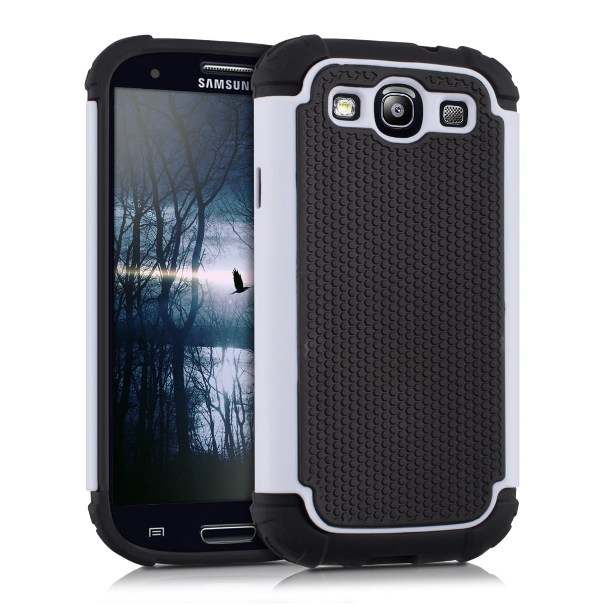kwmobile Full Armor Case Compatible with Samsung Galaxy S3 / S3 Neo - Heavy Duty Shockproof Protective Hybrid Case Cover - White/Black