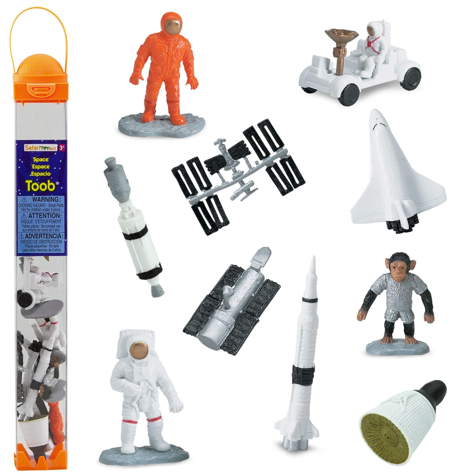 Space TOOB With 10 Out Of-This-World Toy Figurines, Including 2 Astronauts, 1 Space Chimp, 6 Space Craft, And More - For Ages 3 And Up
