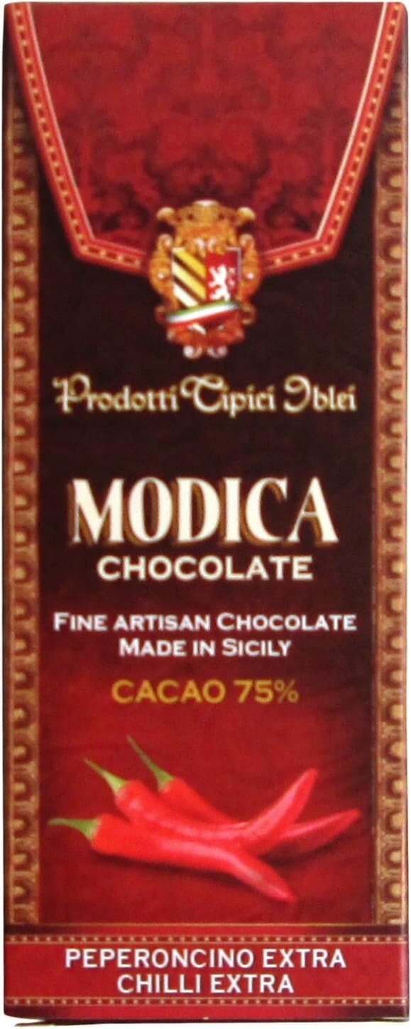 Prodotti Tipici Iblei: Modica Chocolate, Chilli Extra Taste 3.5 Ounce (100gr) Packages (Pack of 3) [ Italian Import ]