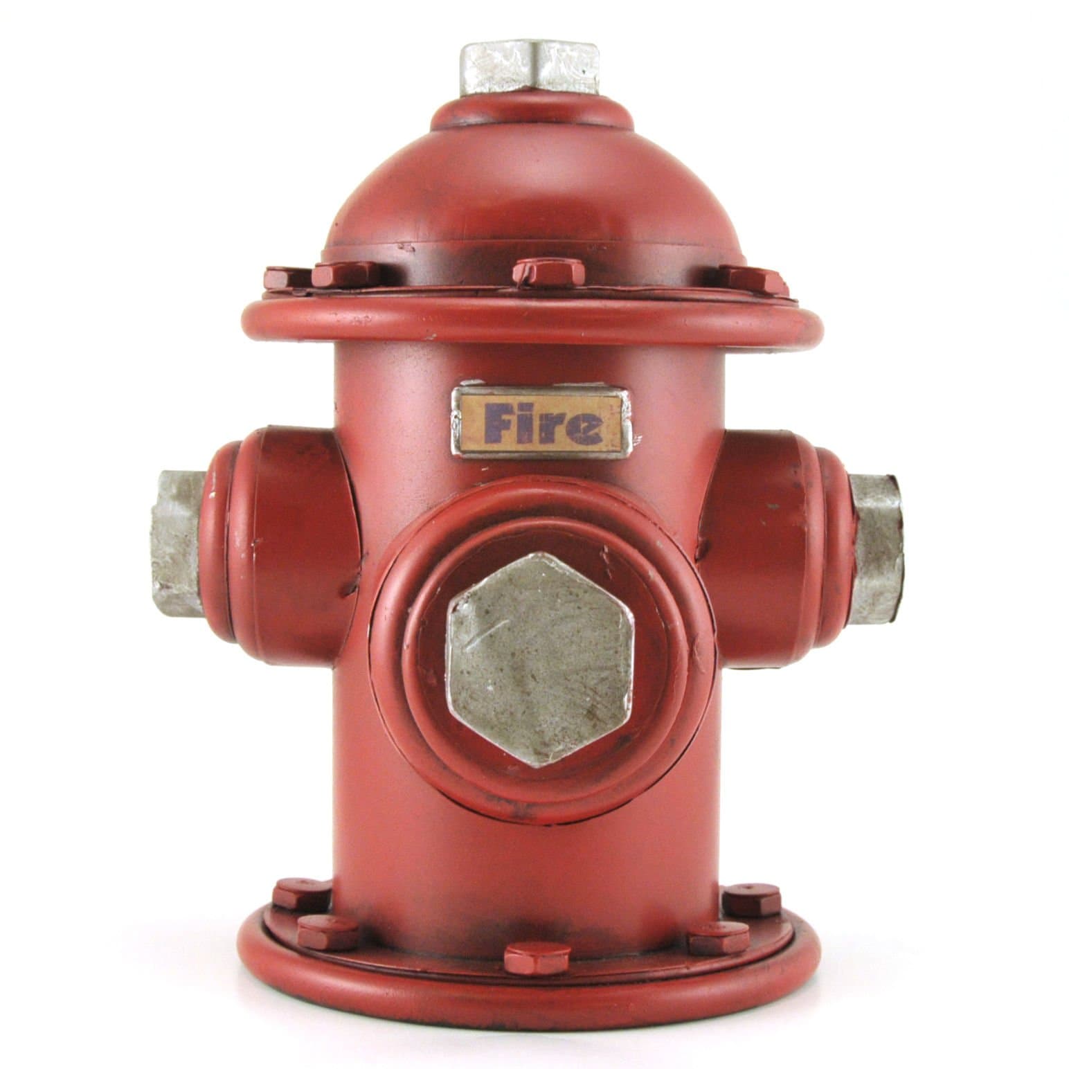 Coin Bank Fire Hydrant Tin Metal Collectible Sculpture, 9-inch, Home Decor