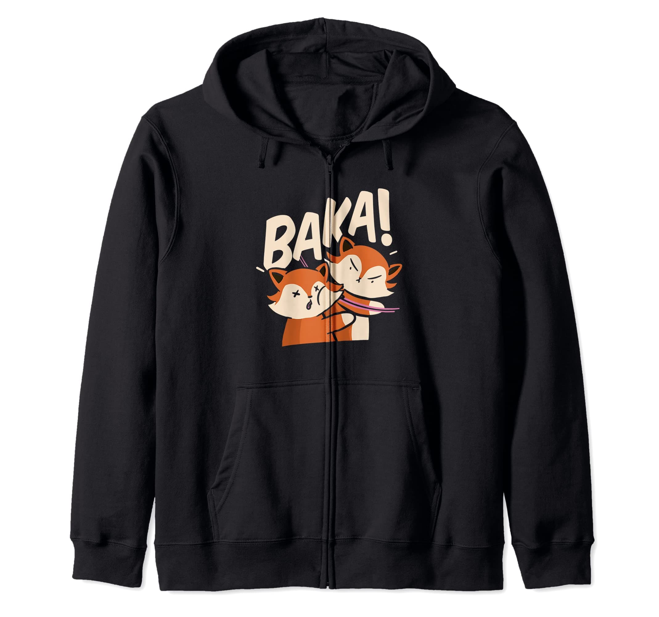 Baka Anime Slap Baka JapaneseBaka Anime Dog Slap Baka Japanese Fox Zip Hoodie
