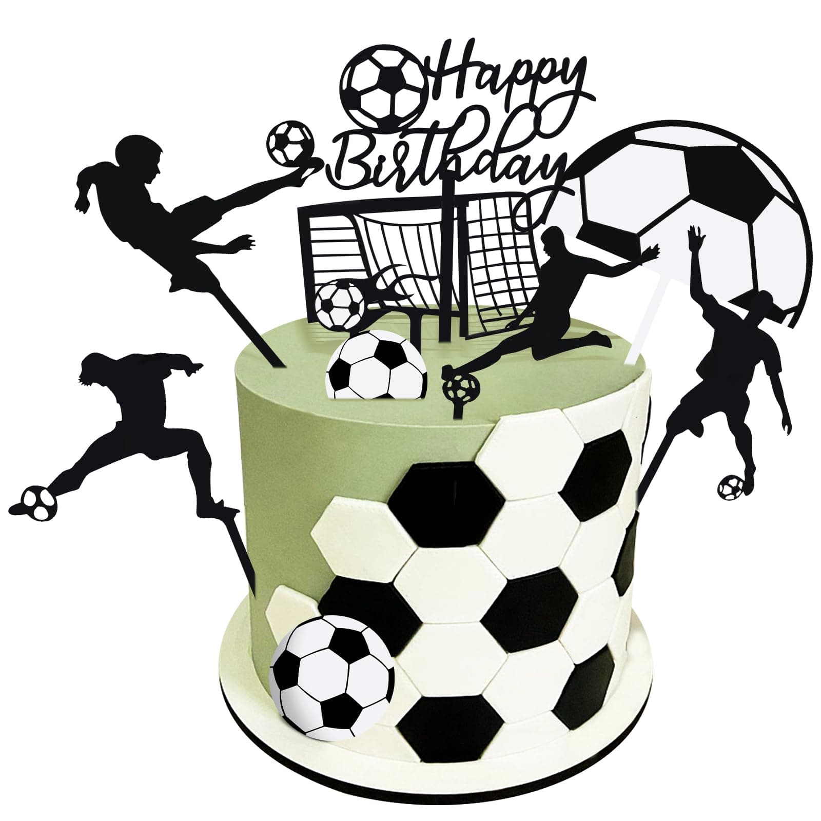 – REMEL Soccer Cake Topper Decorations - Acrylic Ball for Football Theme Party, Men Boy Birthday, Sport Party Supplies