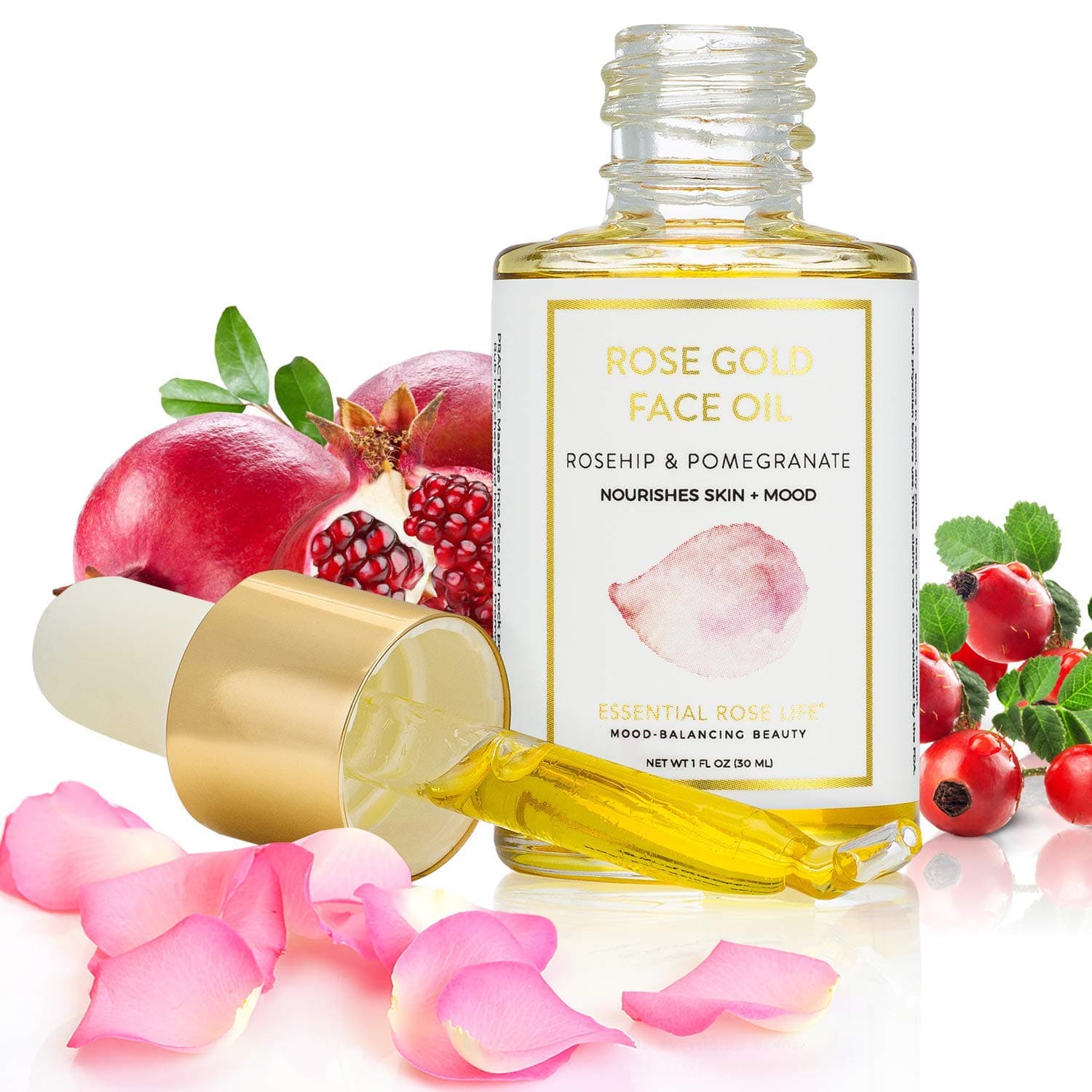 Rose Gold Face Oil | Moisturizing, Anti-Oxidant, Anti-Aging Face Oil | Argan, Pomegranate, Jojoba, & Rosehip Oils for…