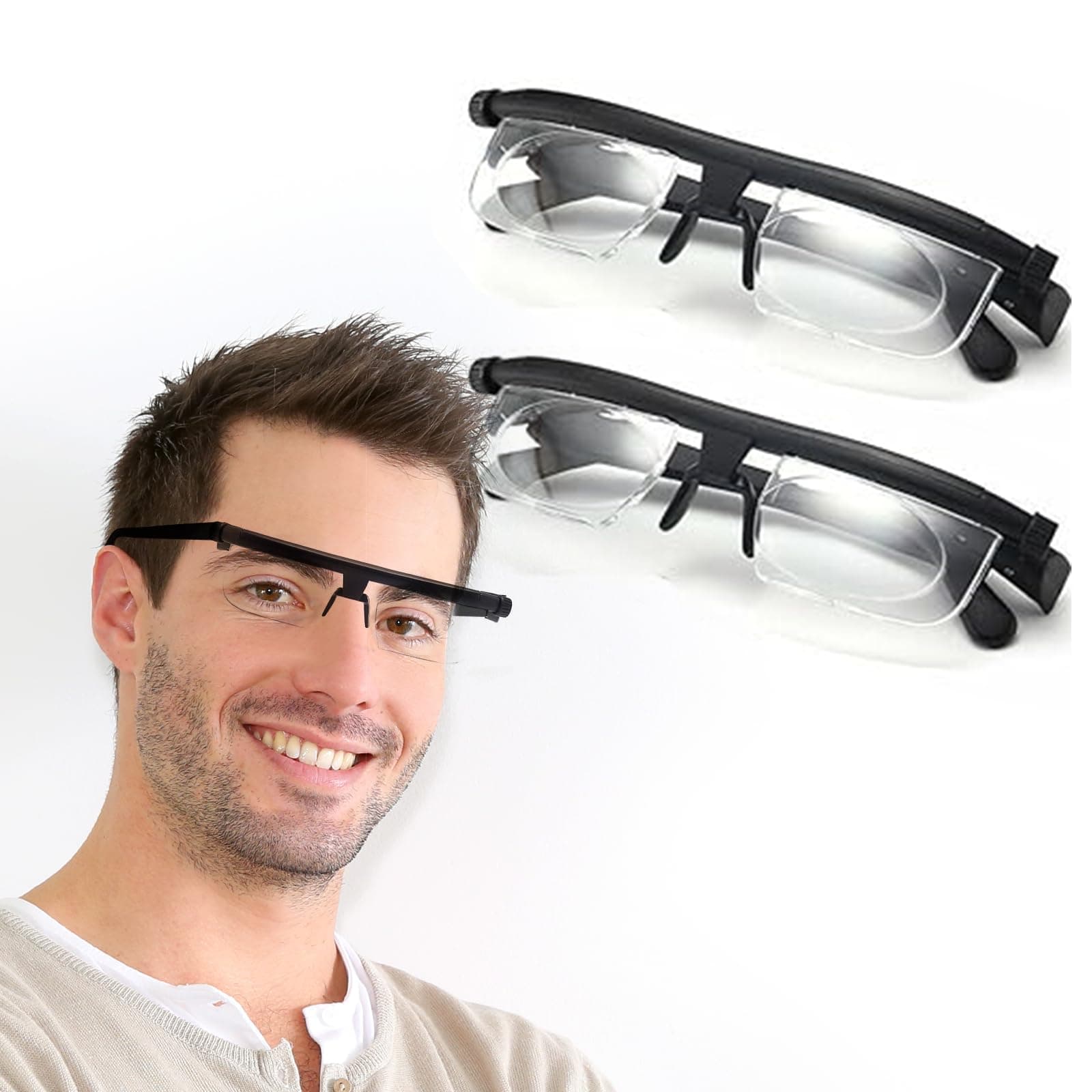 -Flex Focal Adjustable Glasses, Focus Adjustable Glasses Dial Vision, Flexvision Adjustable Vision Glasses Near, Medium, Black