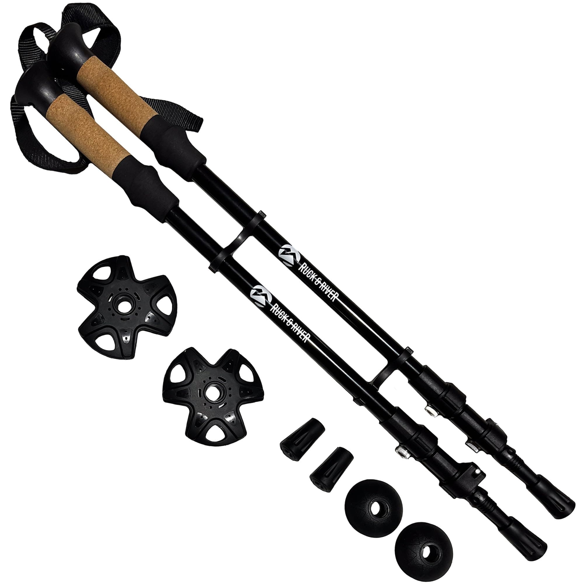 Ruck & River Lightweight Aluminum Collapsible Trekking Poles Adjustable Walking Sticks Hiking Equipment - Carbide Tip, Snow Mud Baskets - Perfect for Camping, Mountaineering, Backpacking