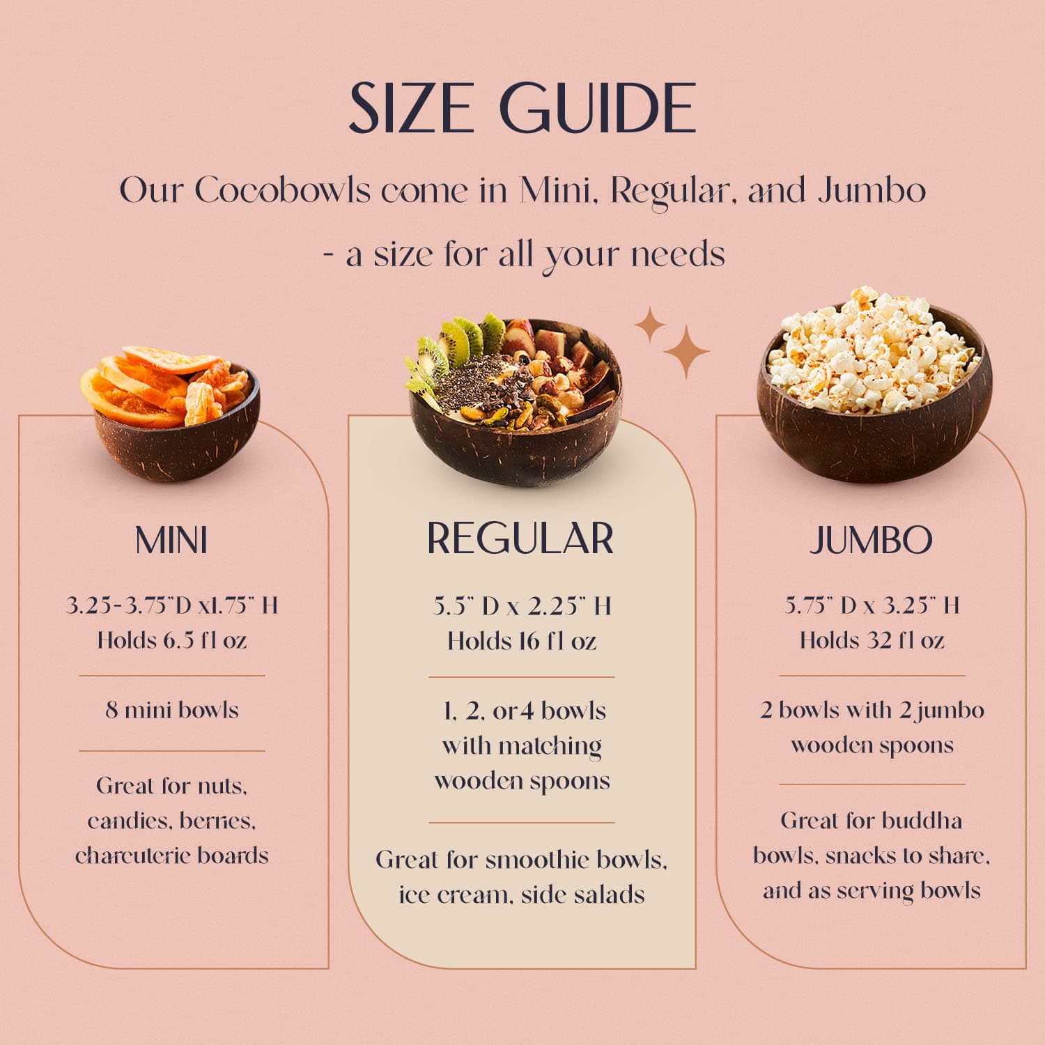 Coconut Bowl & Wooden Spoons Bowl Set - Birthday Gifts for Women - Coconut Bowls for Eco Friendly Kitchen Decor, Acai Bowls & Smoothie Bowls (4, Natural)