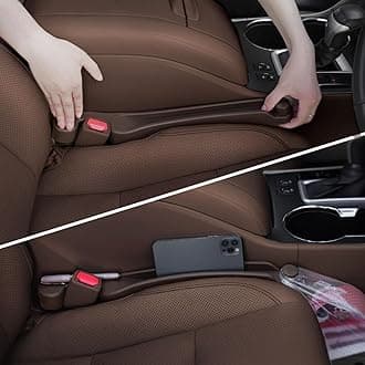 Car Seat Gap Filler 2 Pack Soft Foam Multifunctional Seat Side Gap Filler with Organizer & Hook Function, 3in1 Gap Stopper Universal Fit Car SUV Truck Fill The Gap Between Seat & Console (Deep Brown)