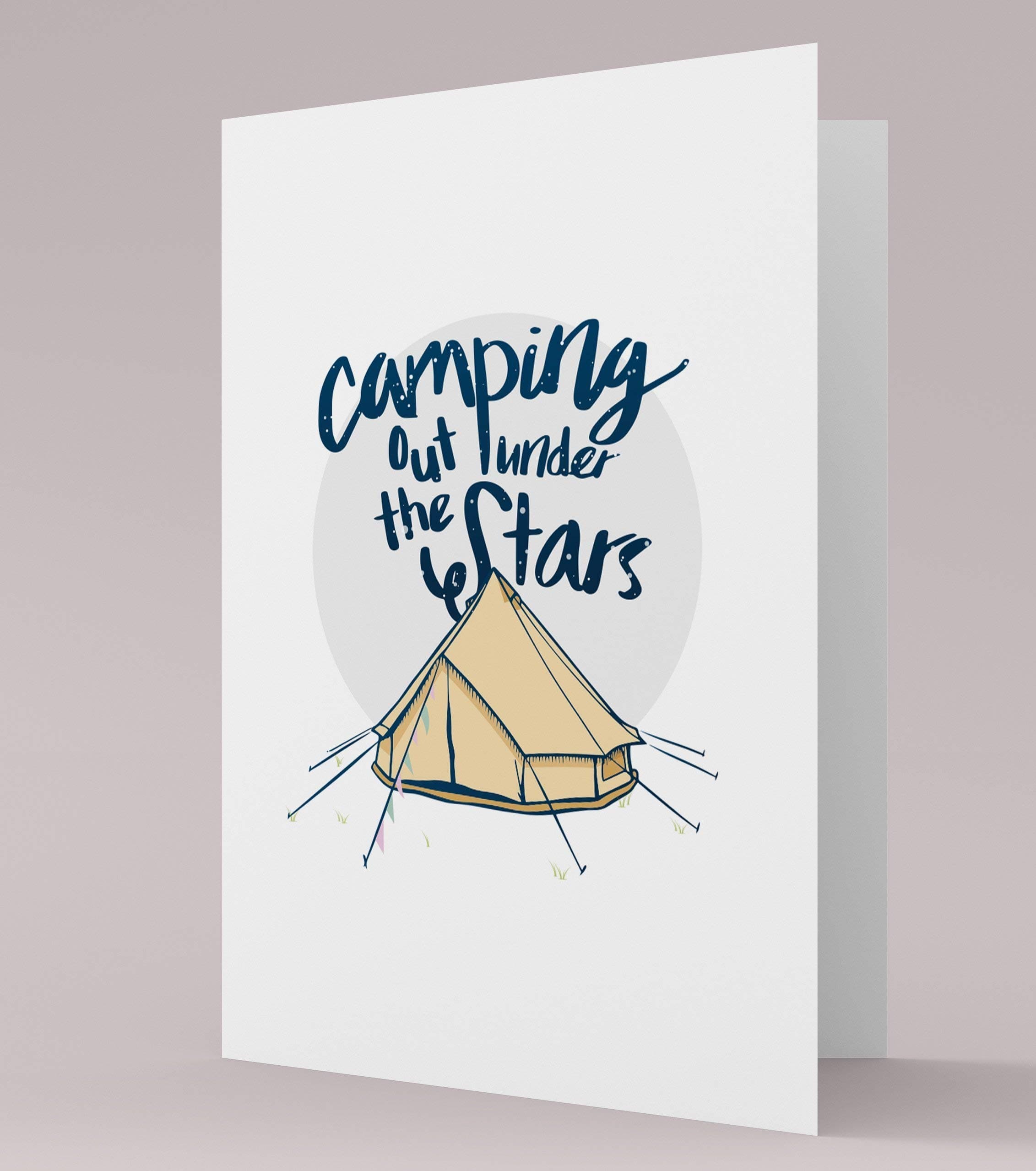 Camping out under the stars, Bell tent, Camping cards - card with white envelope, 7x5 inches