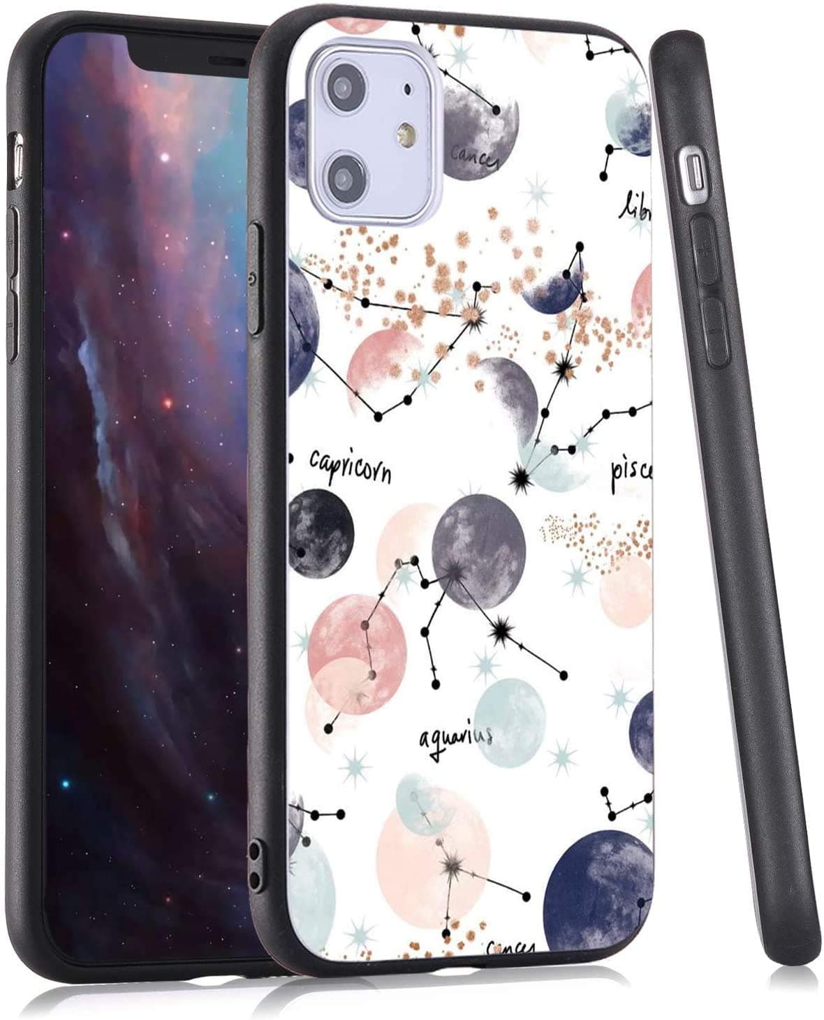 LuGeKe Planets Phone Case for iPhone X/iPhone Xs/iPhone 10,Star Constellation Patterned Case Cover,Hard PC Back with TPU Bumper Anti-Stratch Bumper Protective Outer Space Phonecase(Cute Stars)