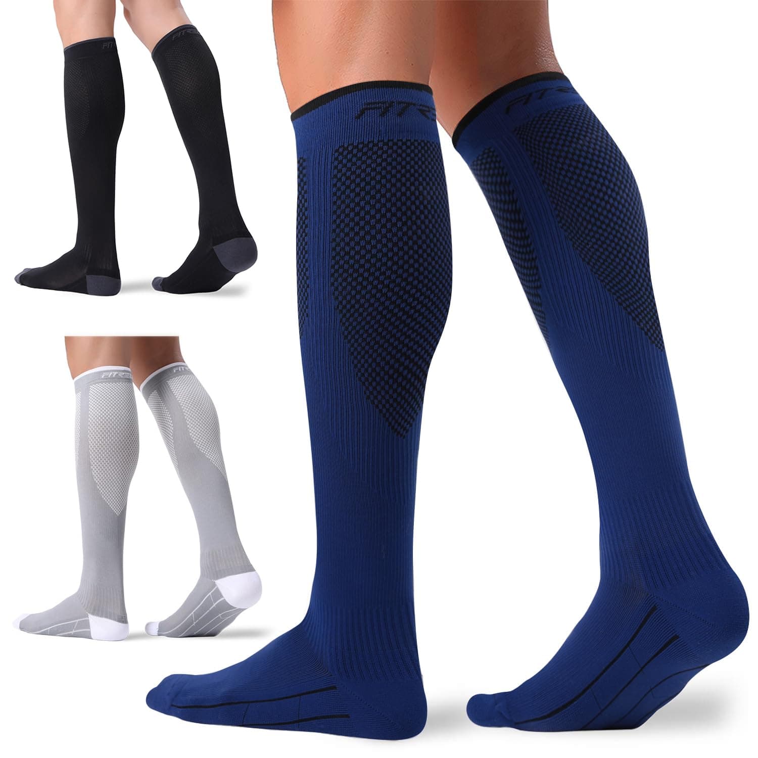 3 Pairs Compression Socks for Women and Men 20-30mmHg-Circulation Support Socks