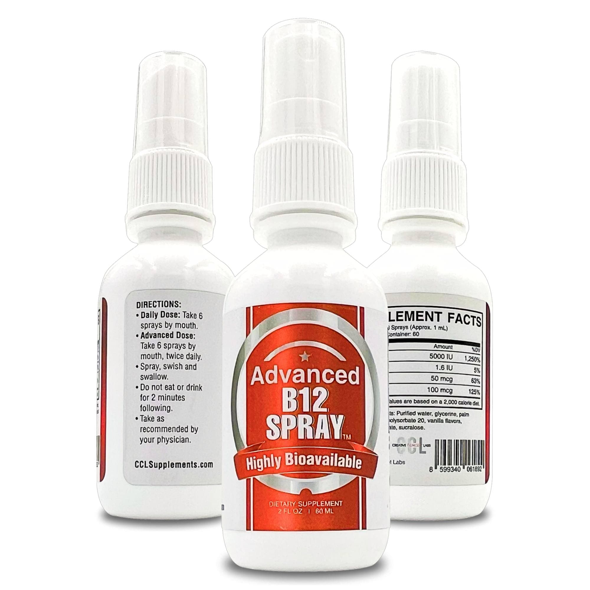 Vitamin B12 Energy Spray, Methylcobalamin with Folic Acid Sublingual Liquid Complex for Focus, & Metabolism, Nano Technology Instant Absorption and Custom Dosage (2 oz - 60 Servings)