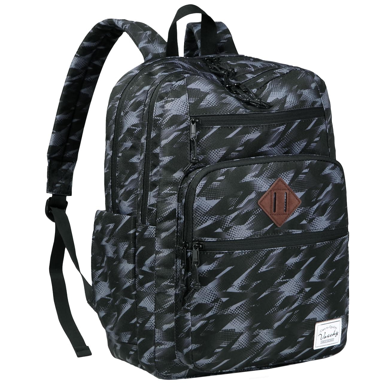 VASCHY Travel Backpack,Bookbag Schoolbag Casual Daypack for High School/College/Adults/Men/Work Black Camo